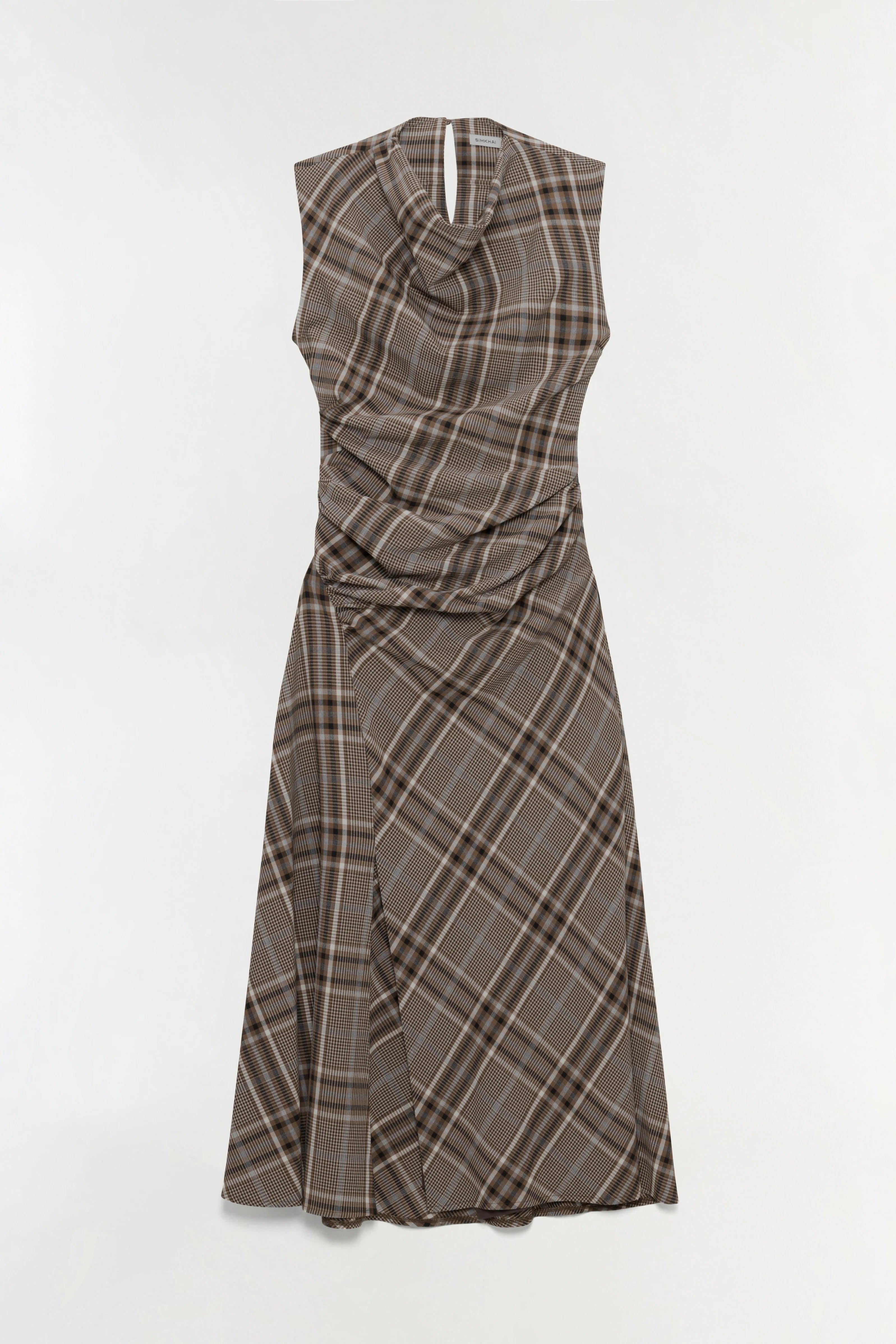 Simkhai Burke Draped Midi Dress - Otter Plaid
