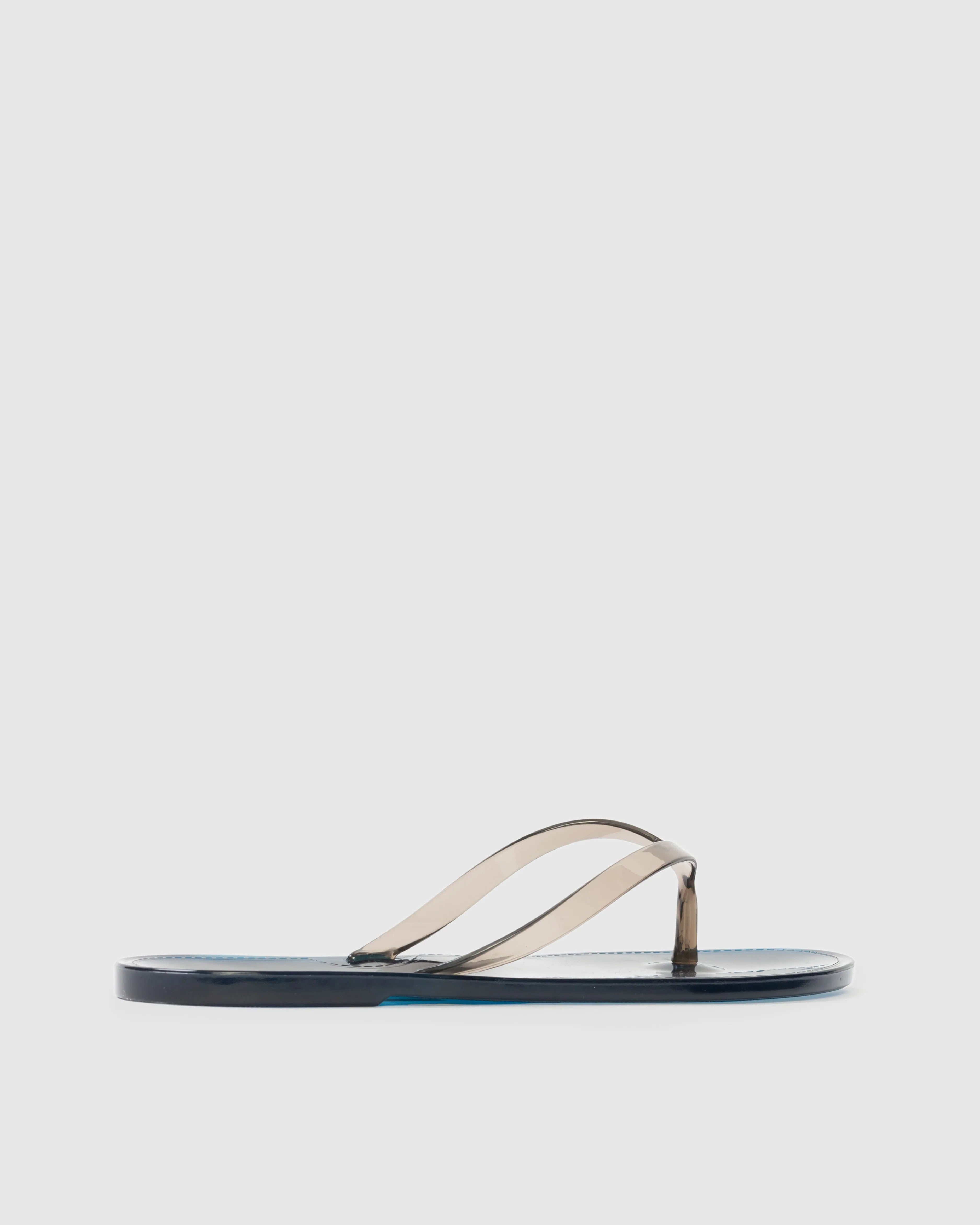 Black Suede Studio Crystal Sandal - Navy