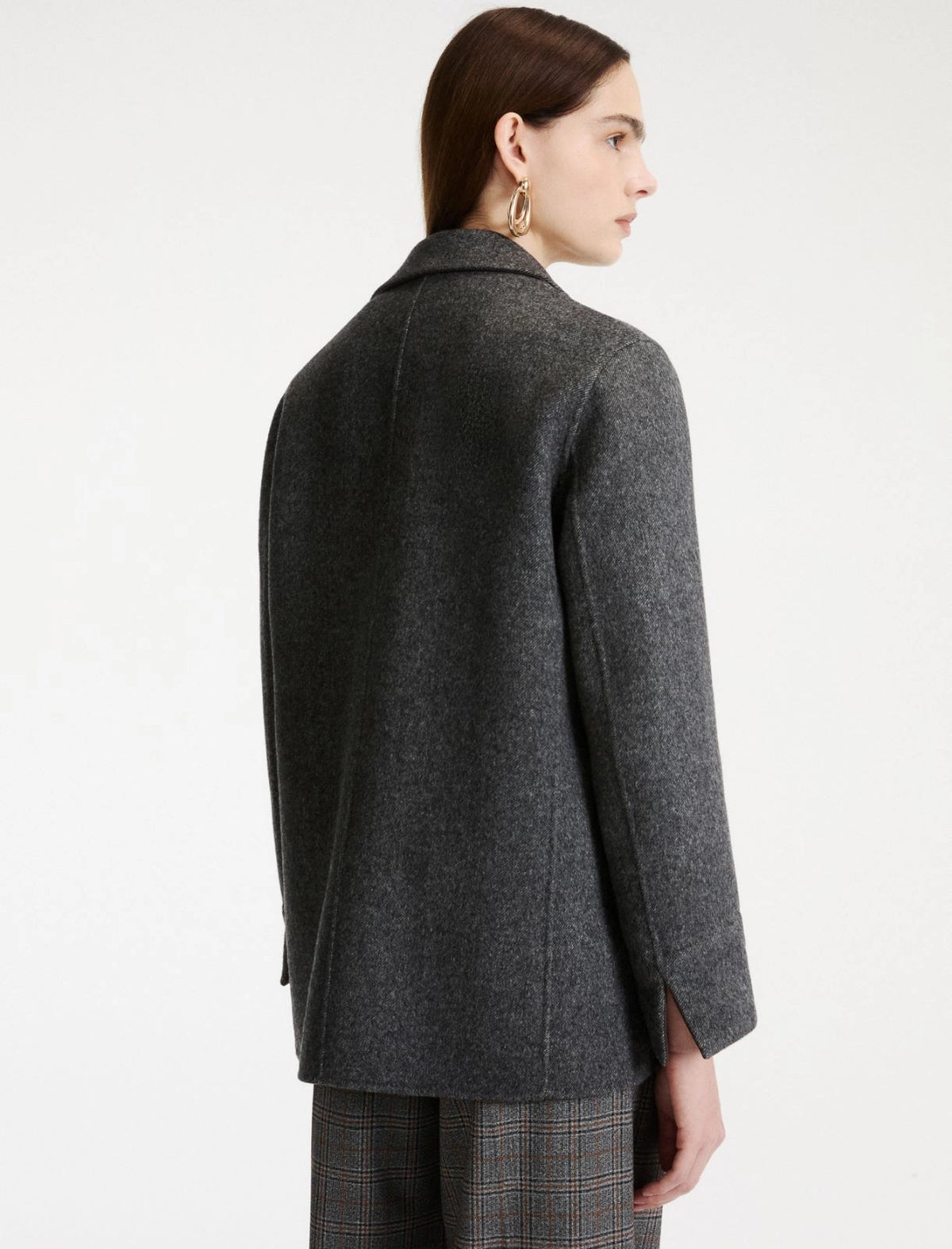 Marella Pure wool double-sided fabric blazer - MELANGE DARK GREY