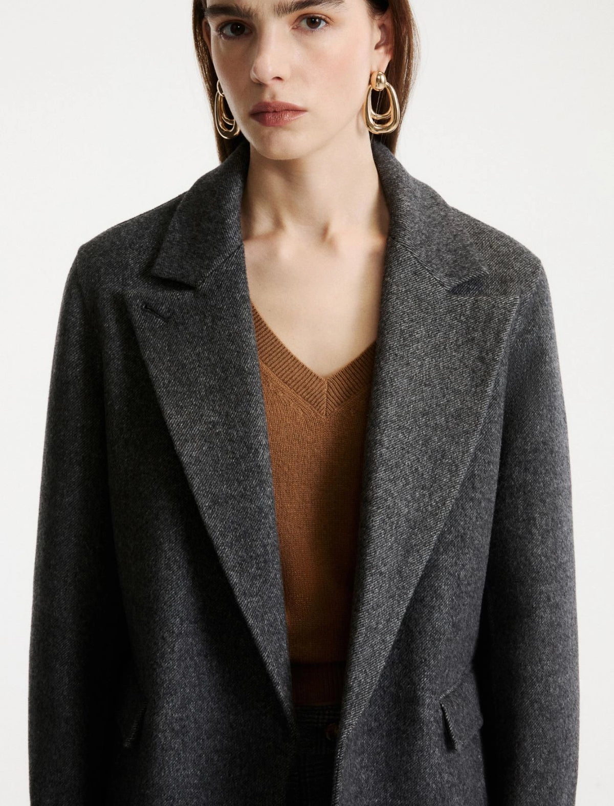 Marella Pure wool double-sided fabric blazer - MELANGE DARK GREY