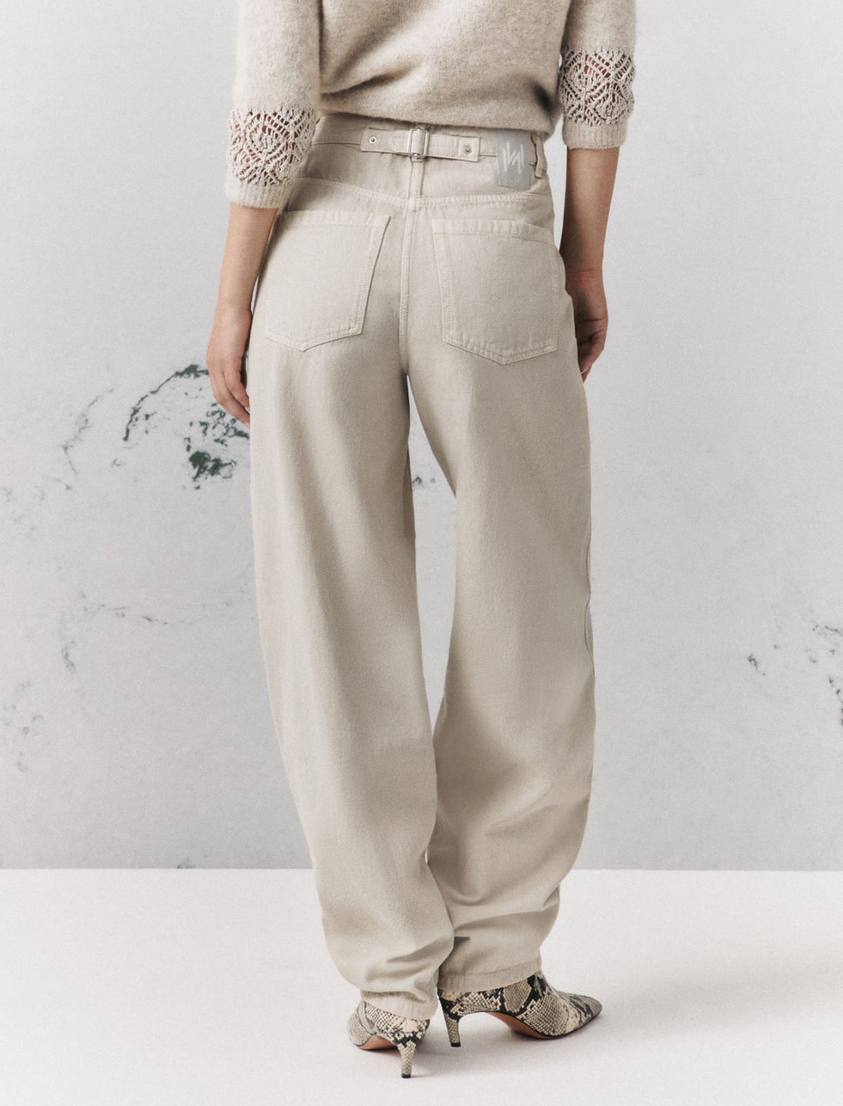 Marella Cotton barrel-leg trousers - TURTLEDOVE