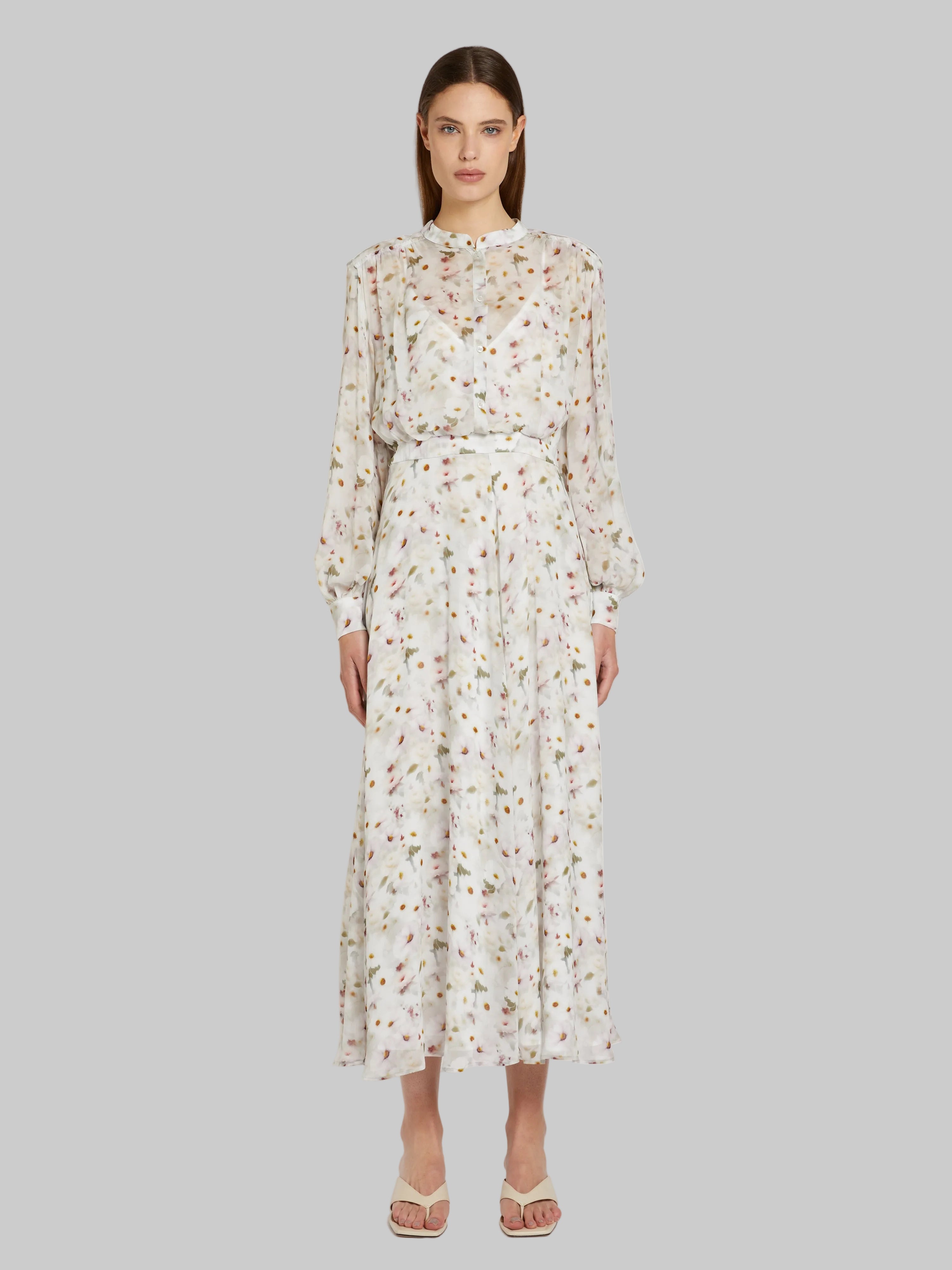 Marella Long Printed Georgette Shirt Dress