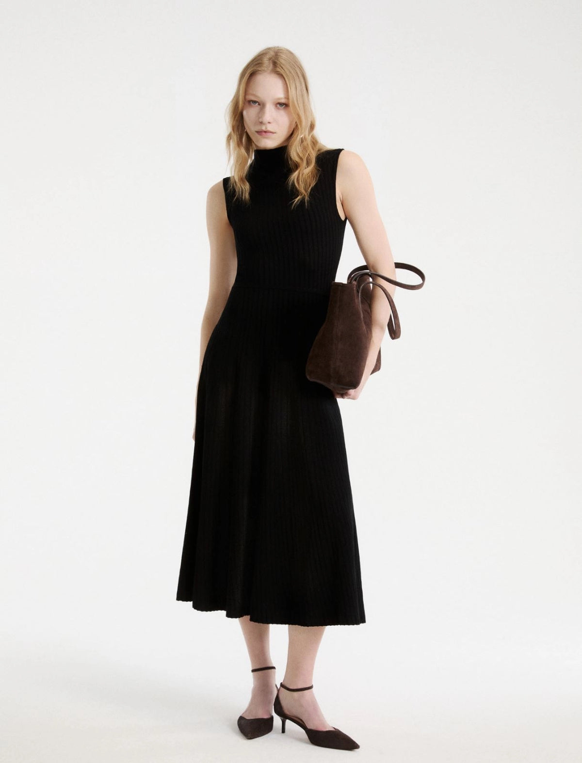 Marella Sleeveless ribbed knit dress - BLACK
