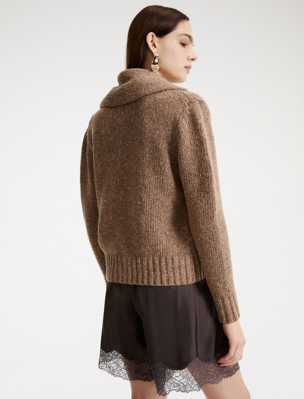 Marella Wool-blend button-front cardigan - HAZELNUT BROWN
