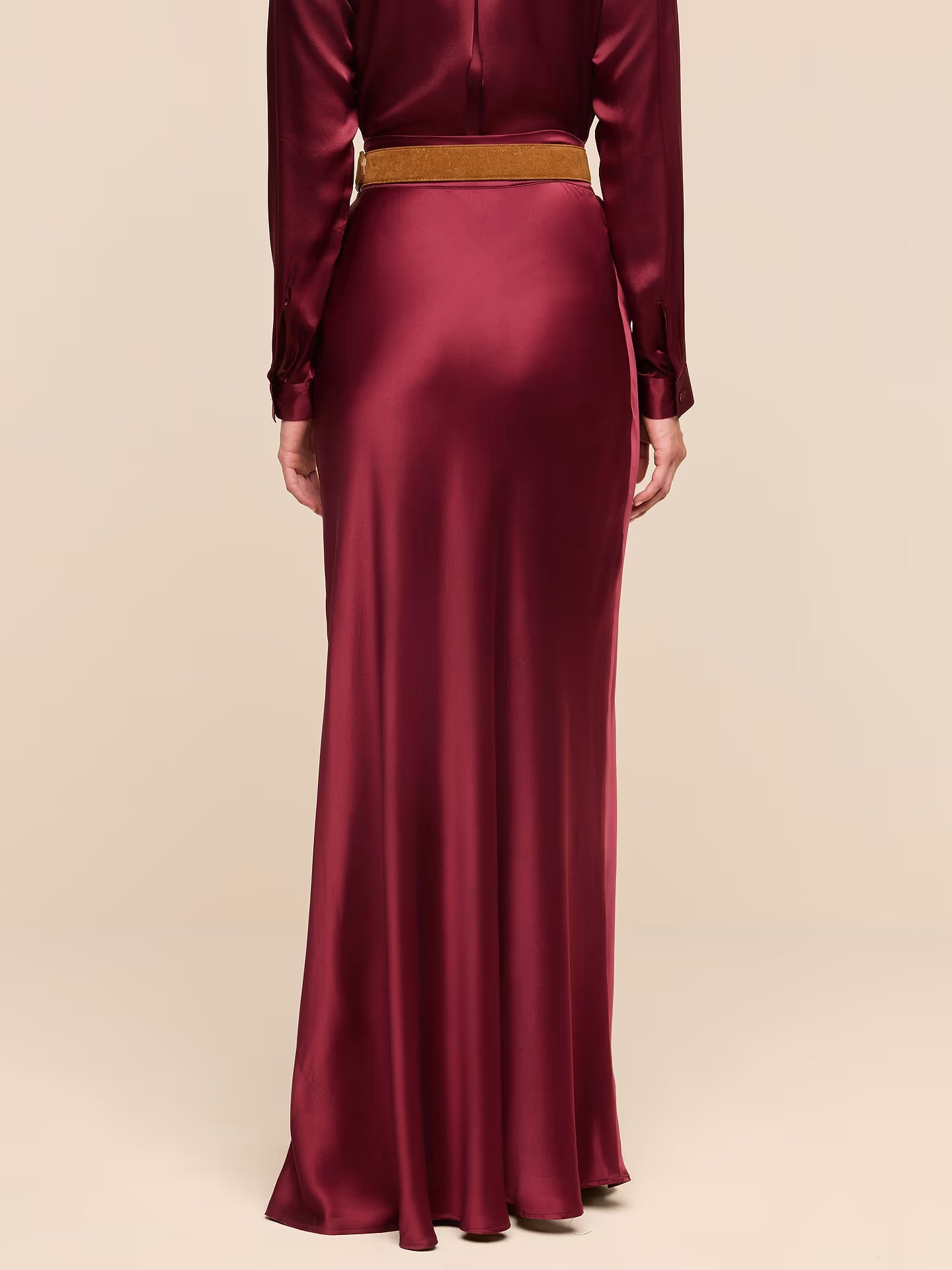 L'Agence Ryker Silk Maxi Skirt - Merlot