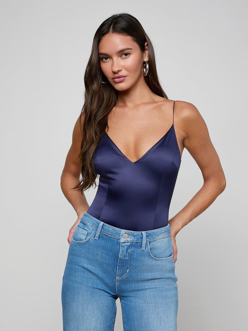 Dara Stretch-Satin Bodysuit