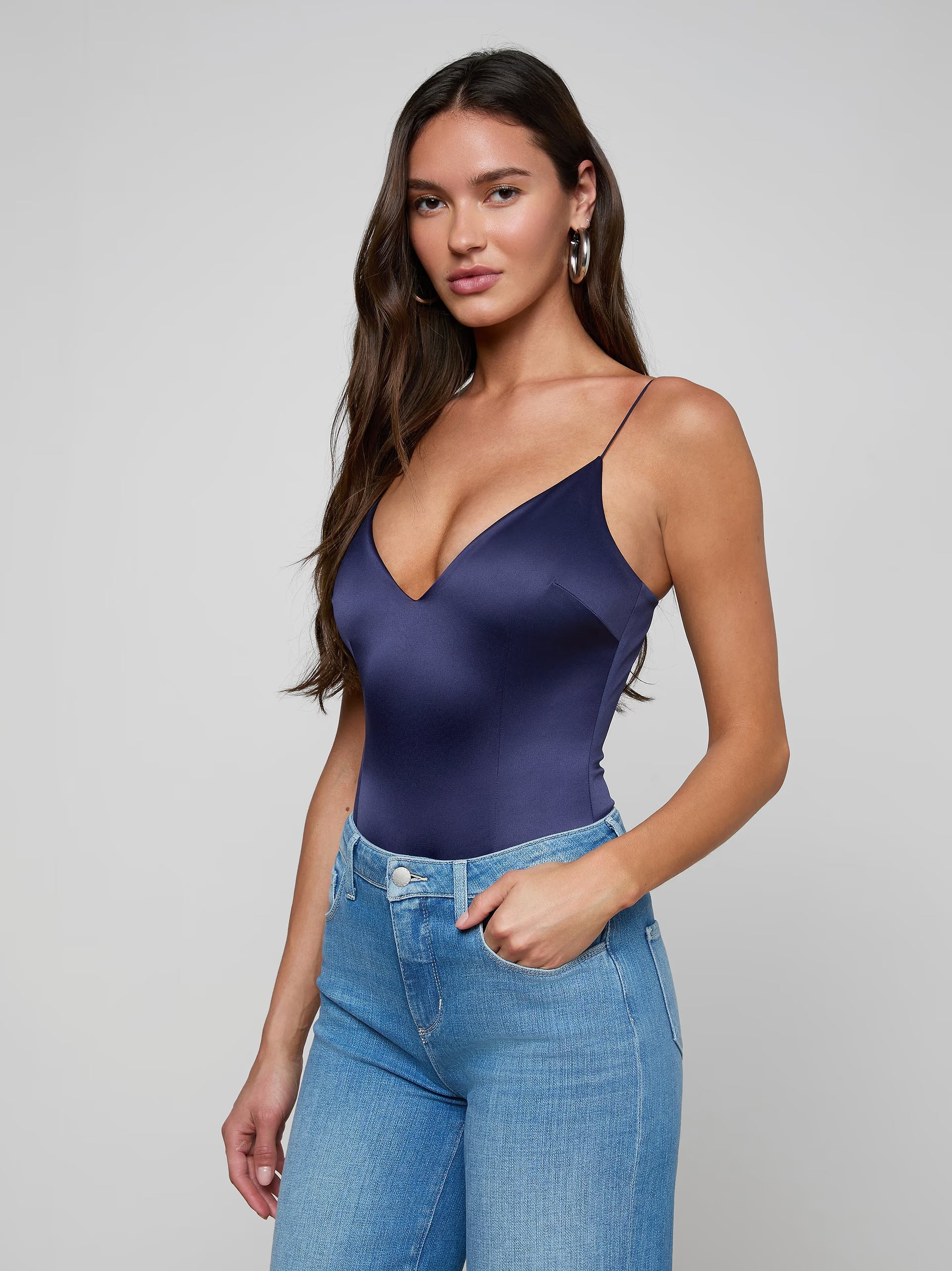 Dara Stretch-Satin Bodysuit