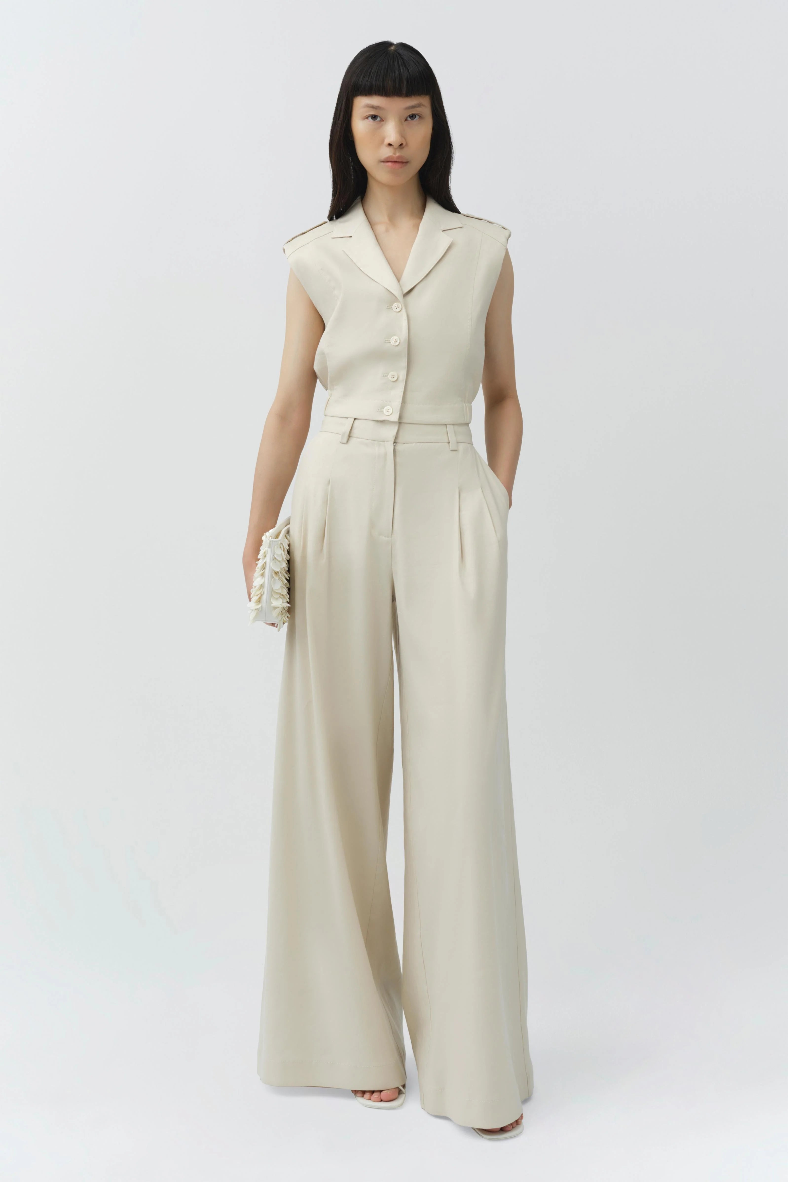 Simhkai York Cropped Linen Vest