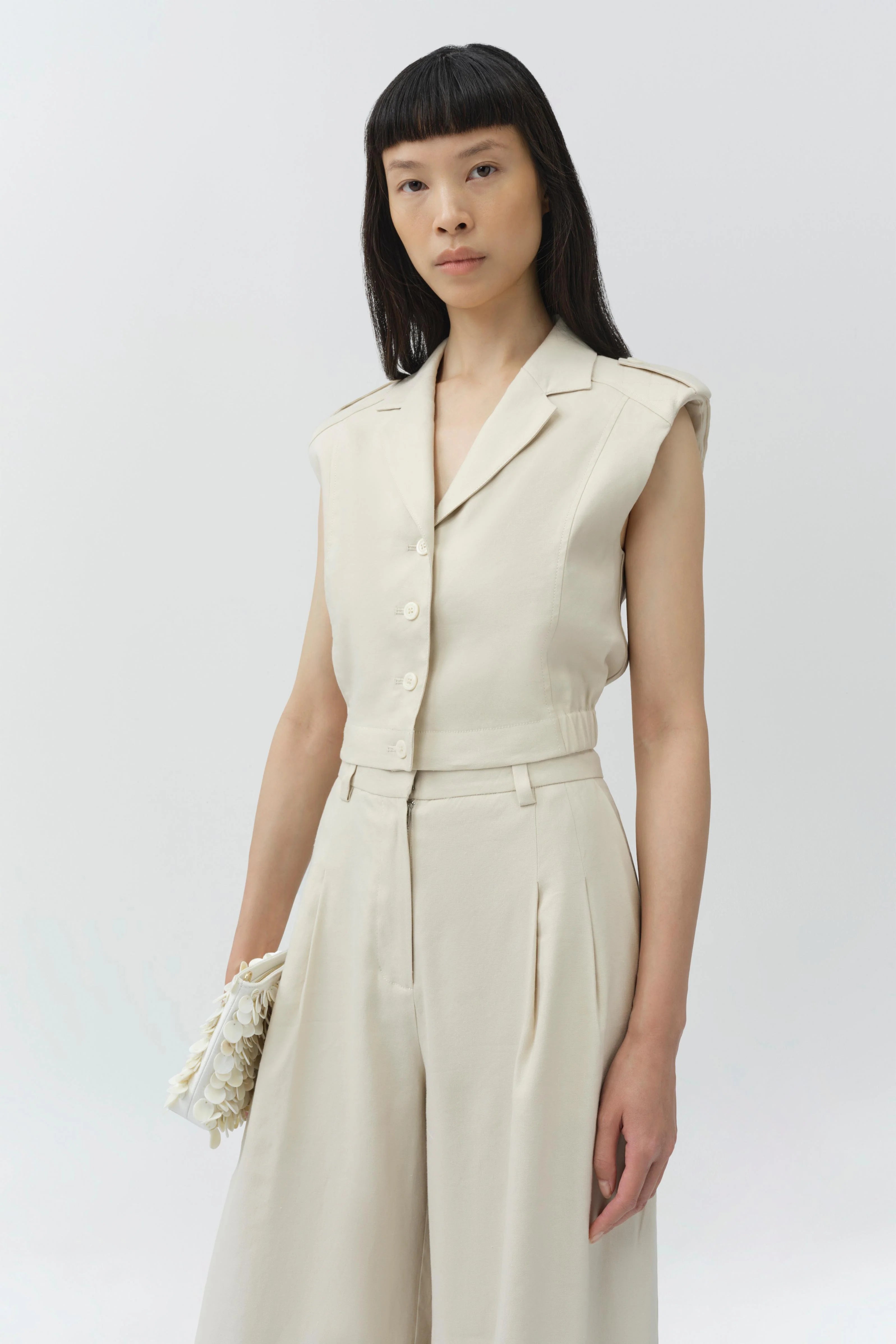 Simhkai York Cropped Linen Vest