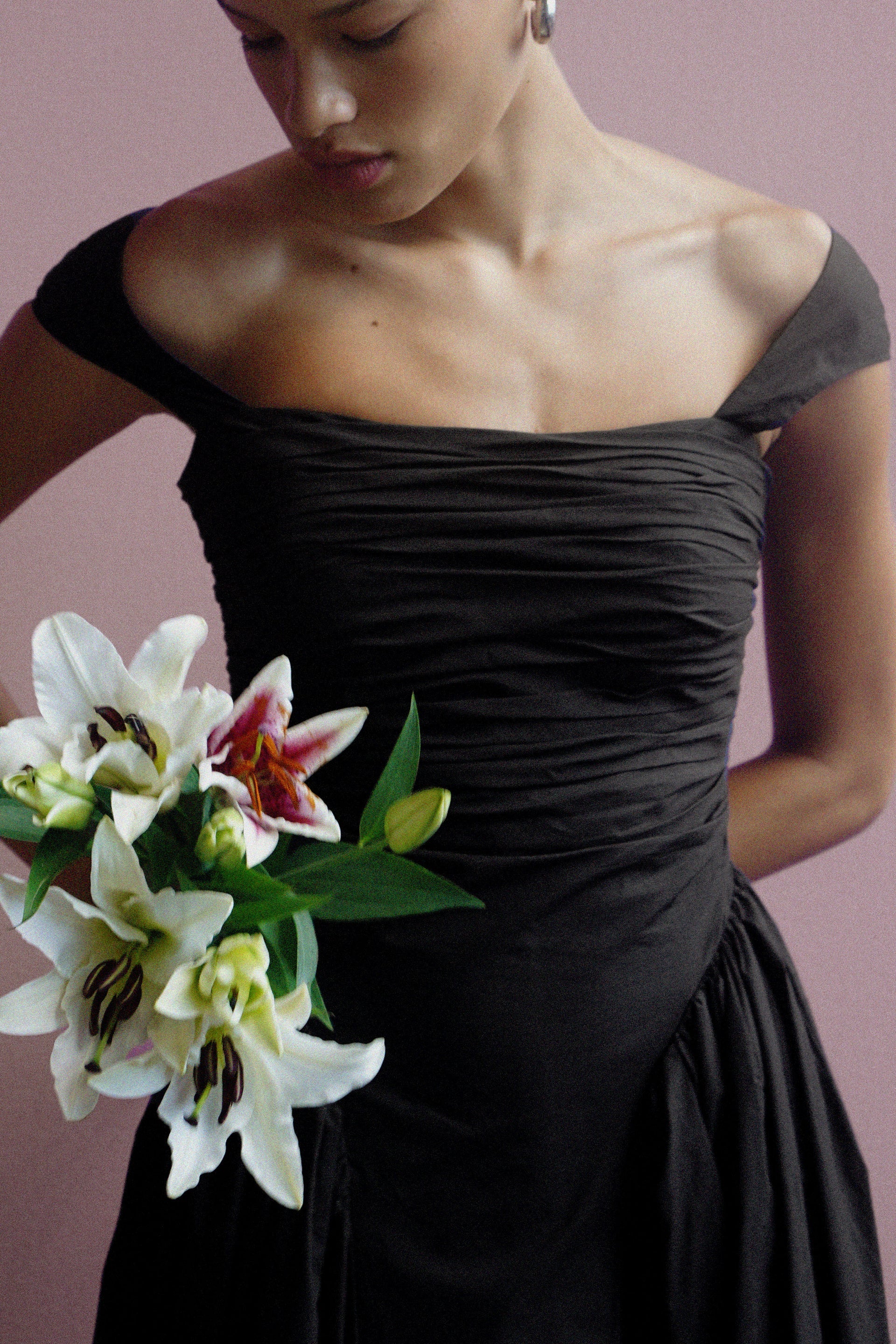 AMUR Galilea Ruched Dress - Black