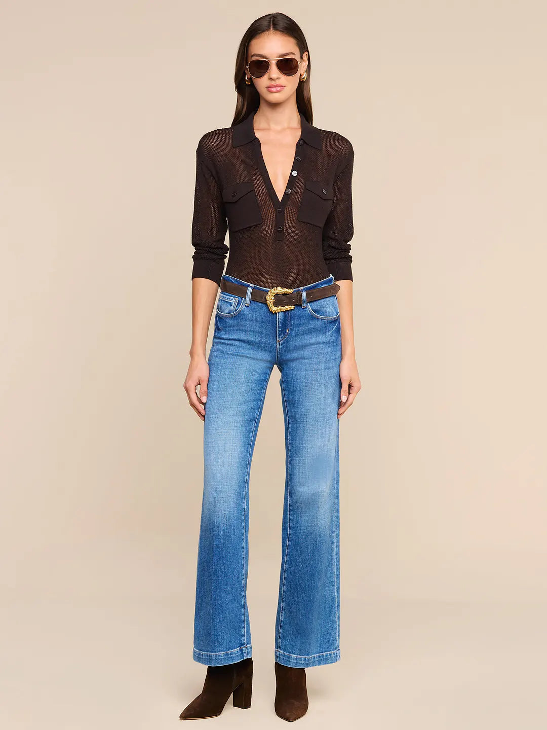 L'Agence Carine Pointelle Collared Sweater