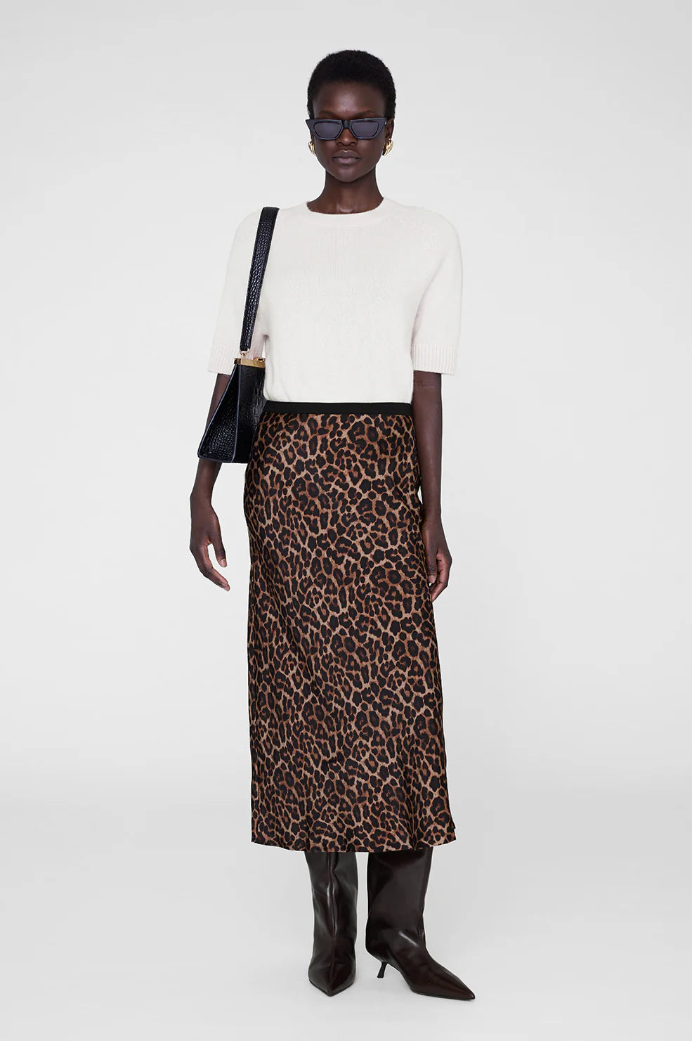 Printed Bar Silk Skirt