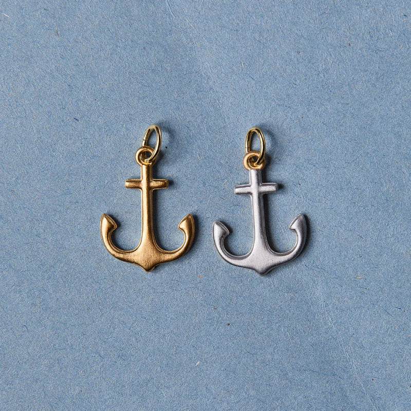 Silver Lurex Necklace Cord & 2Tone Anchor Charm
