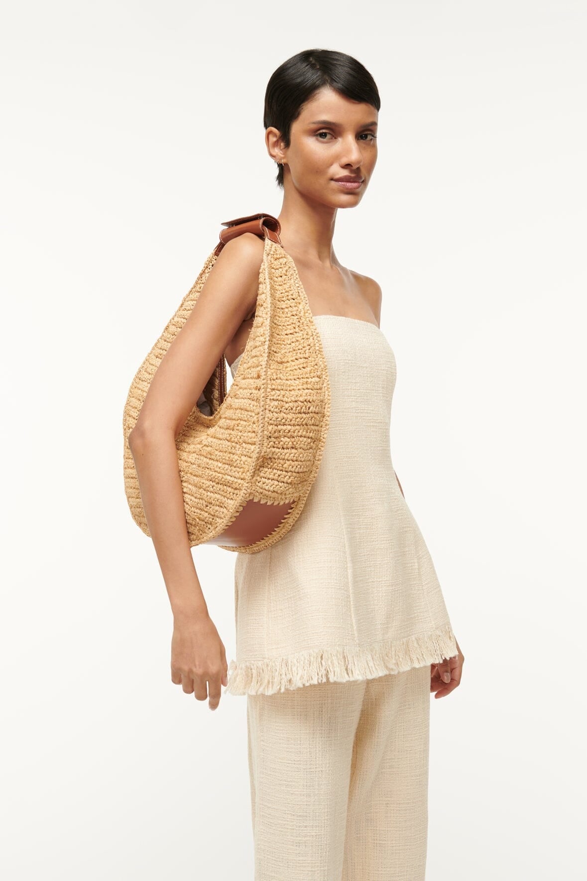 Large Raffia Moon Tote Bag