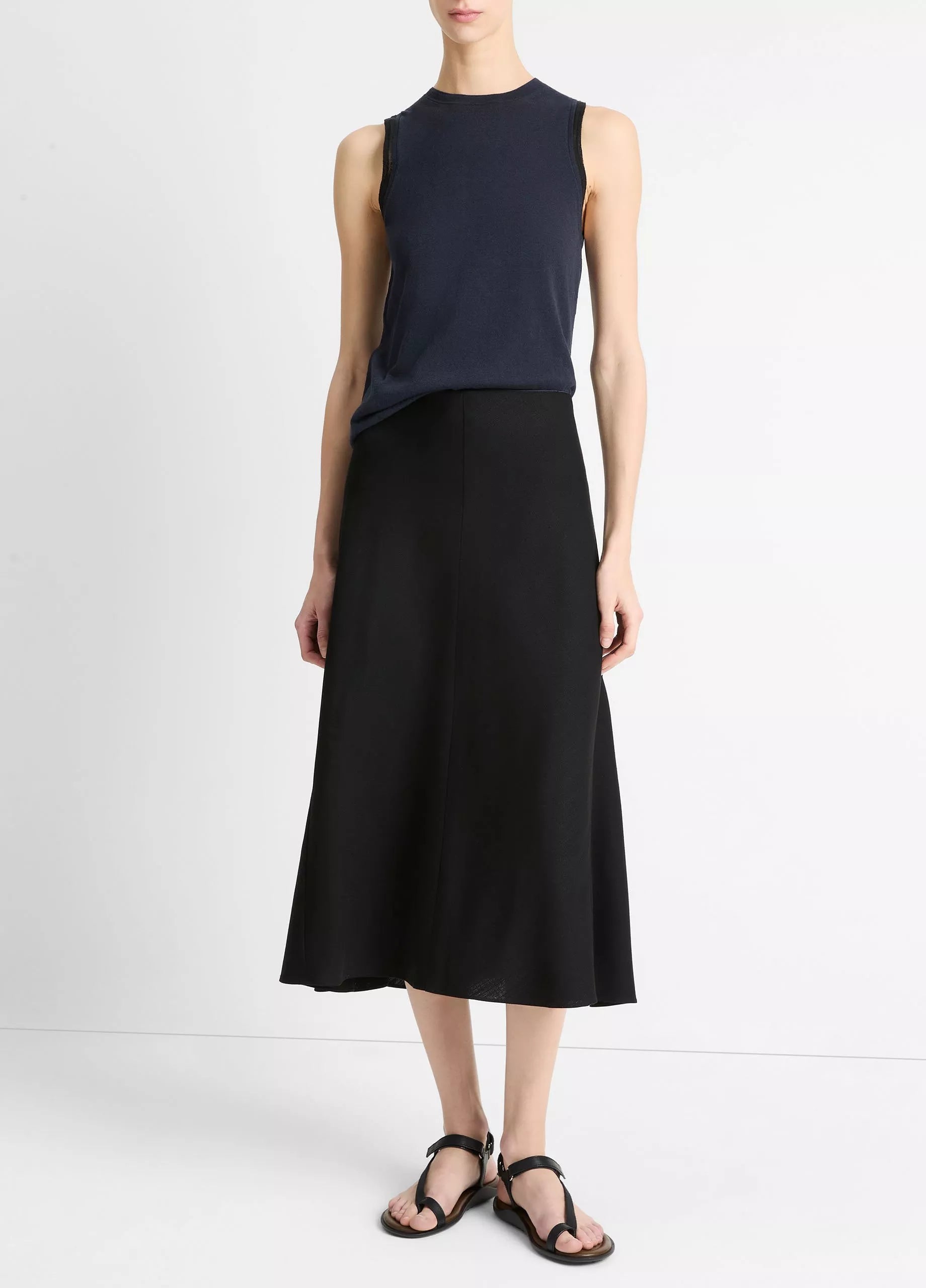 Bias Full Skirt-Black