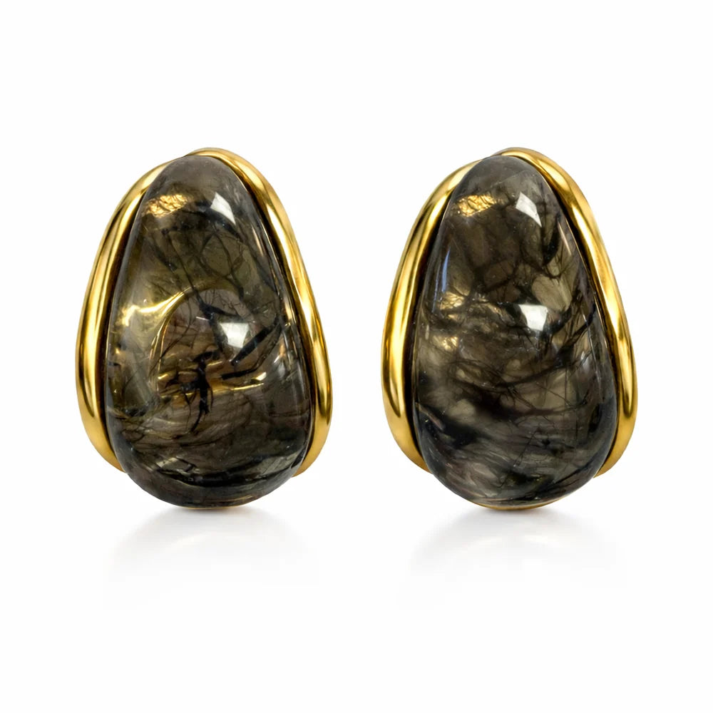 Sahira Olivia Black Resin Hoops