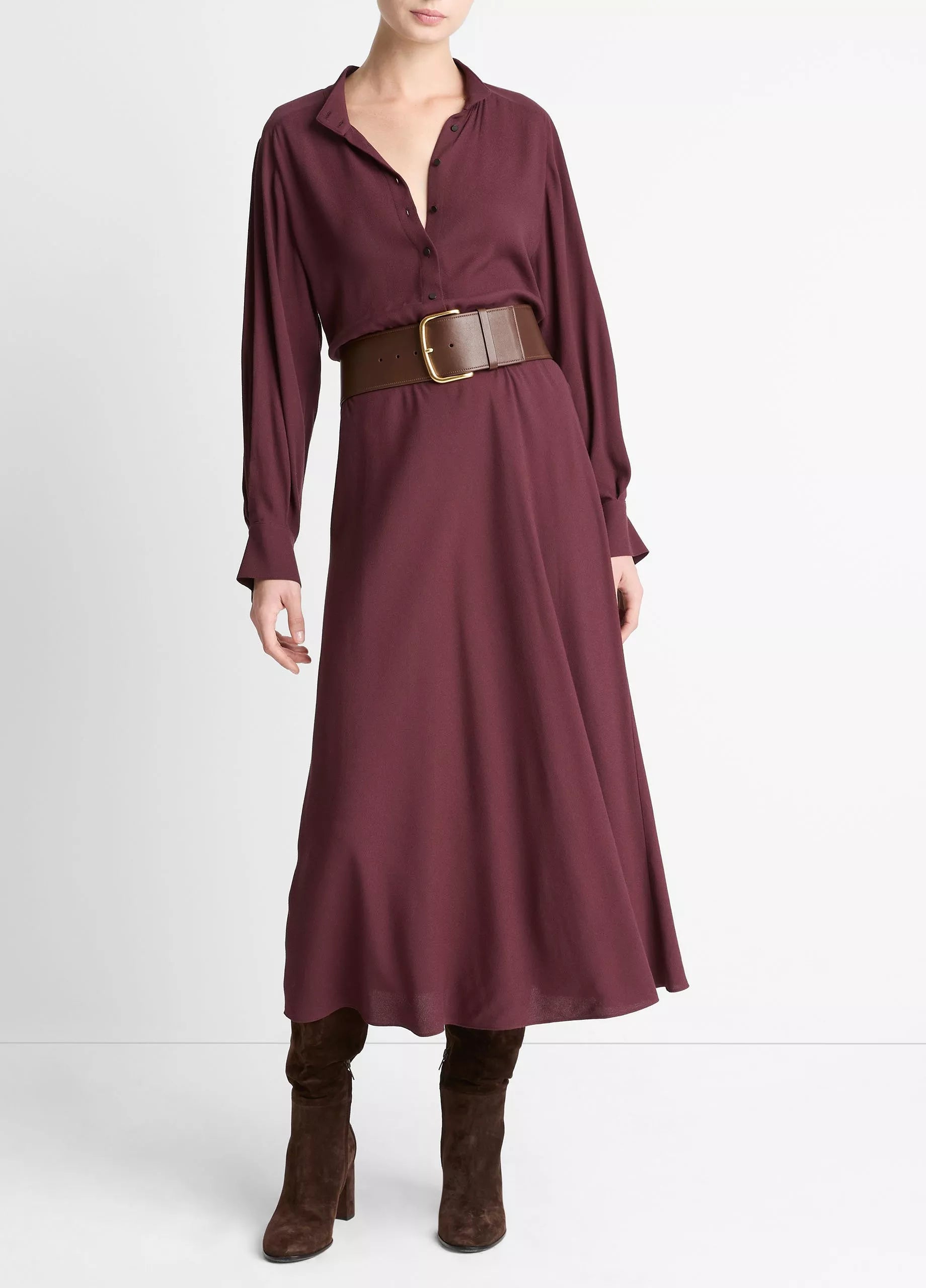 Collar Stand Shirt Dress