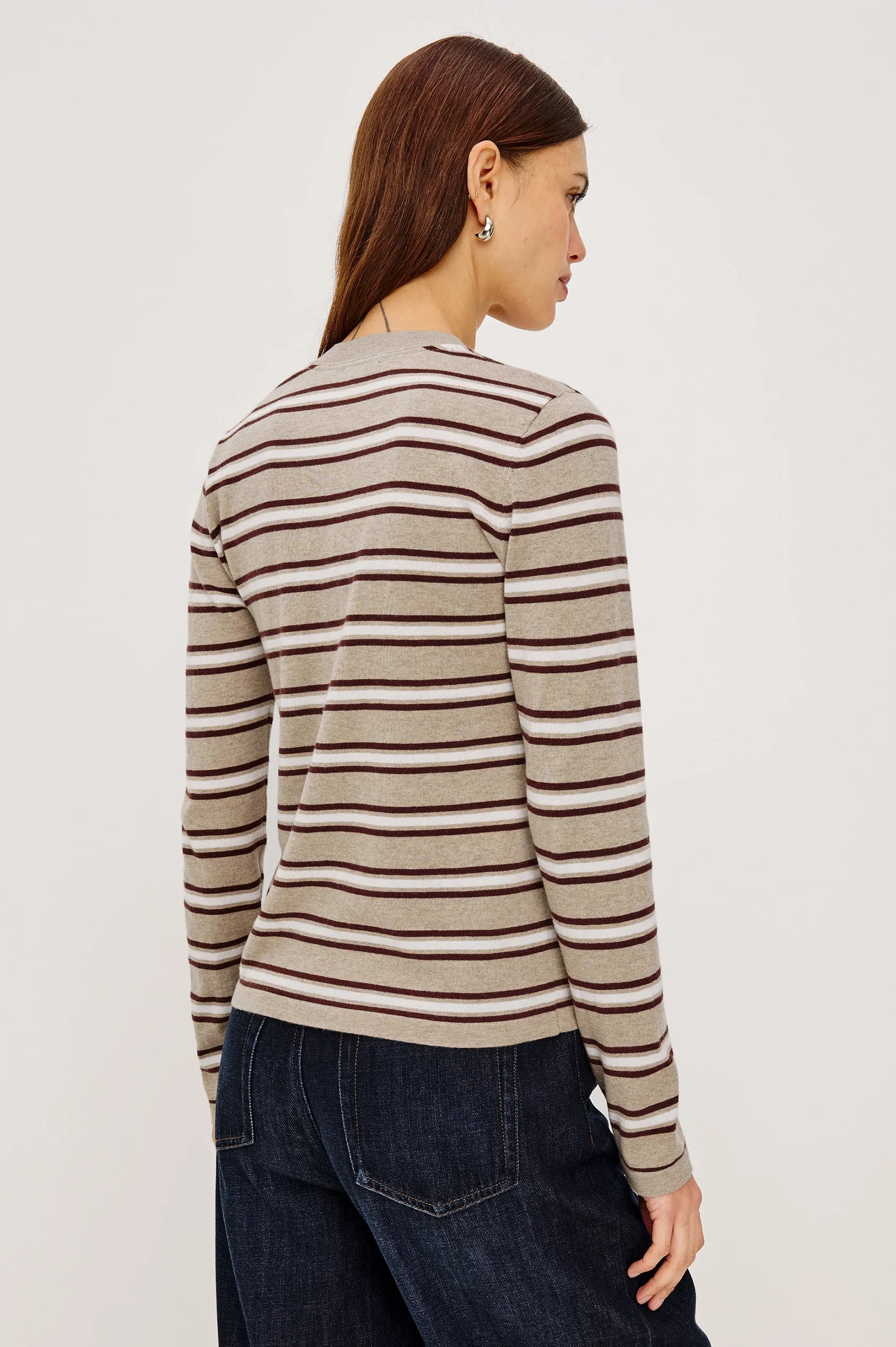 Rails Davie Long-Sleeve Stripe Sweater - Heather Oat Stripe