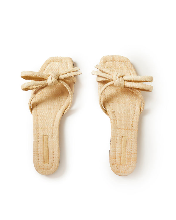 Hadley Leather Bow Flat Sandal - Natural