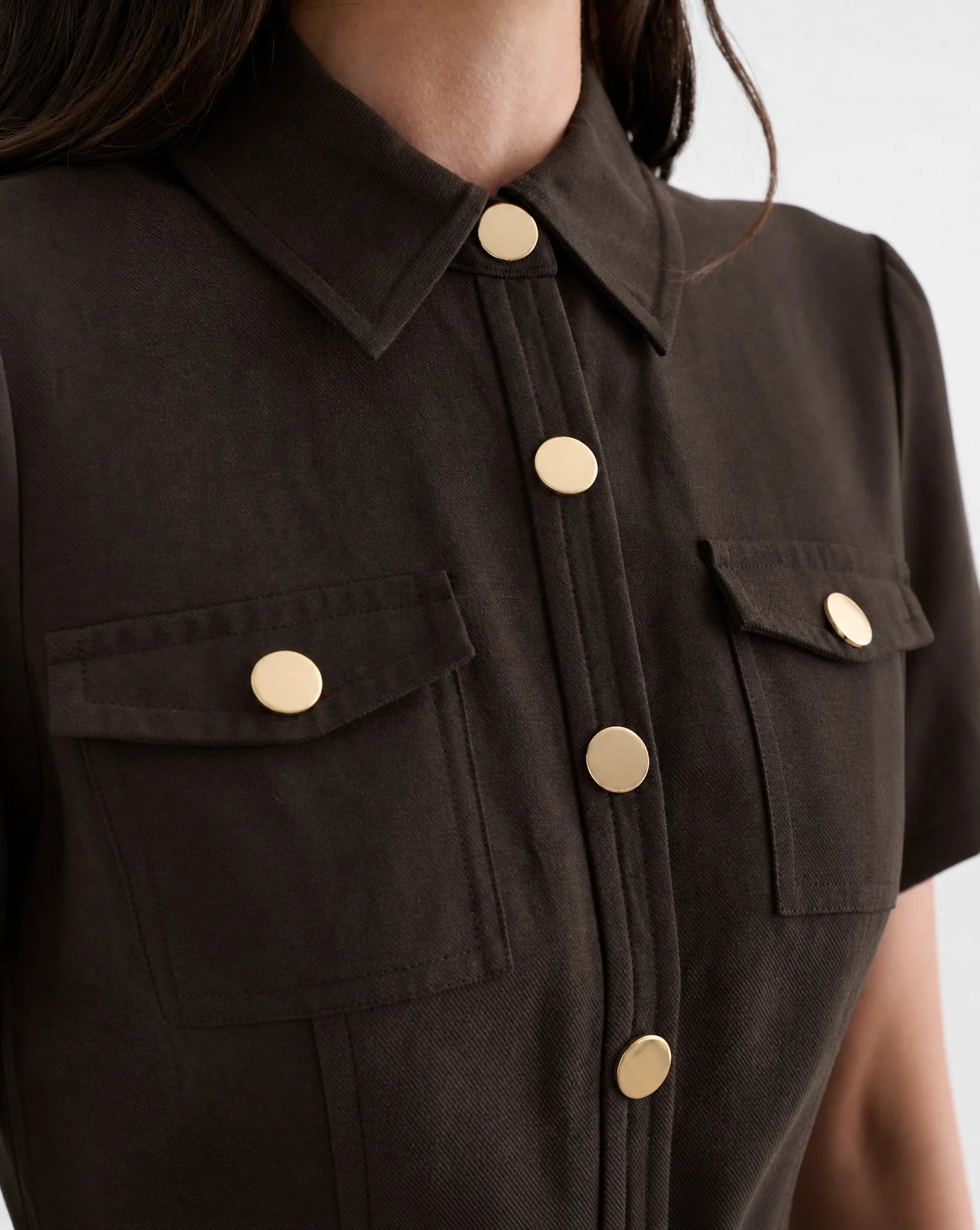 Toccin Lydia Snap Front Dress - Cocoa