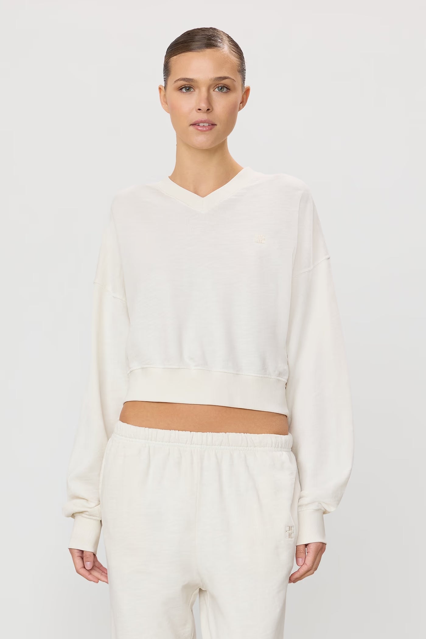 Cropped V-Neck Sweatshirt