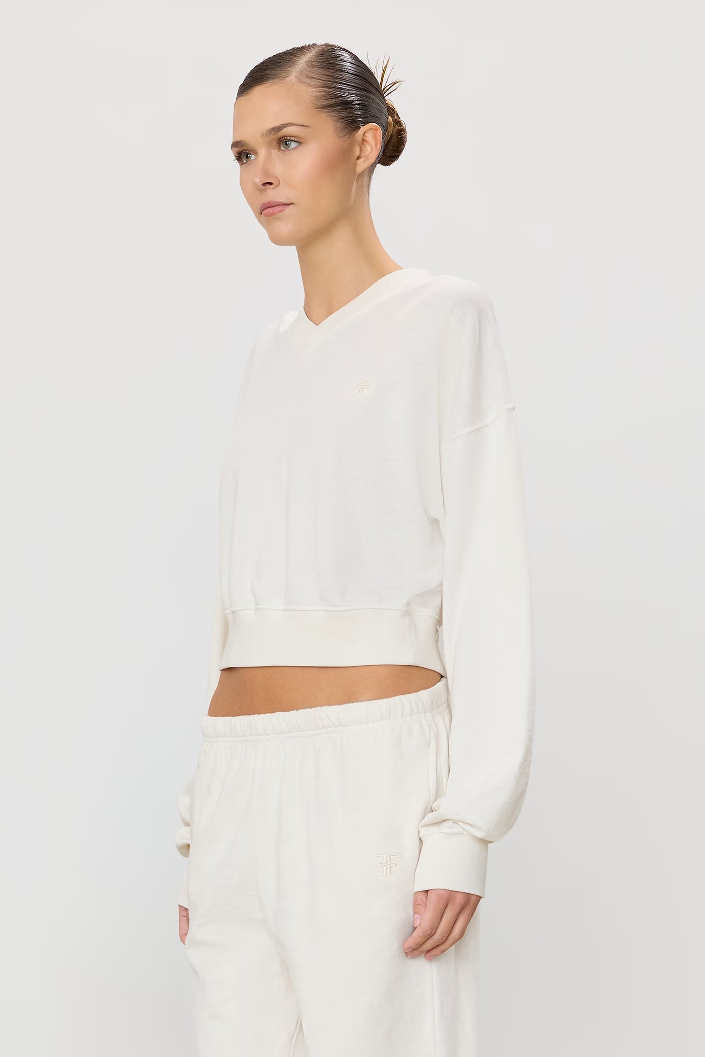 Cropped V-Neck Sweatshirt