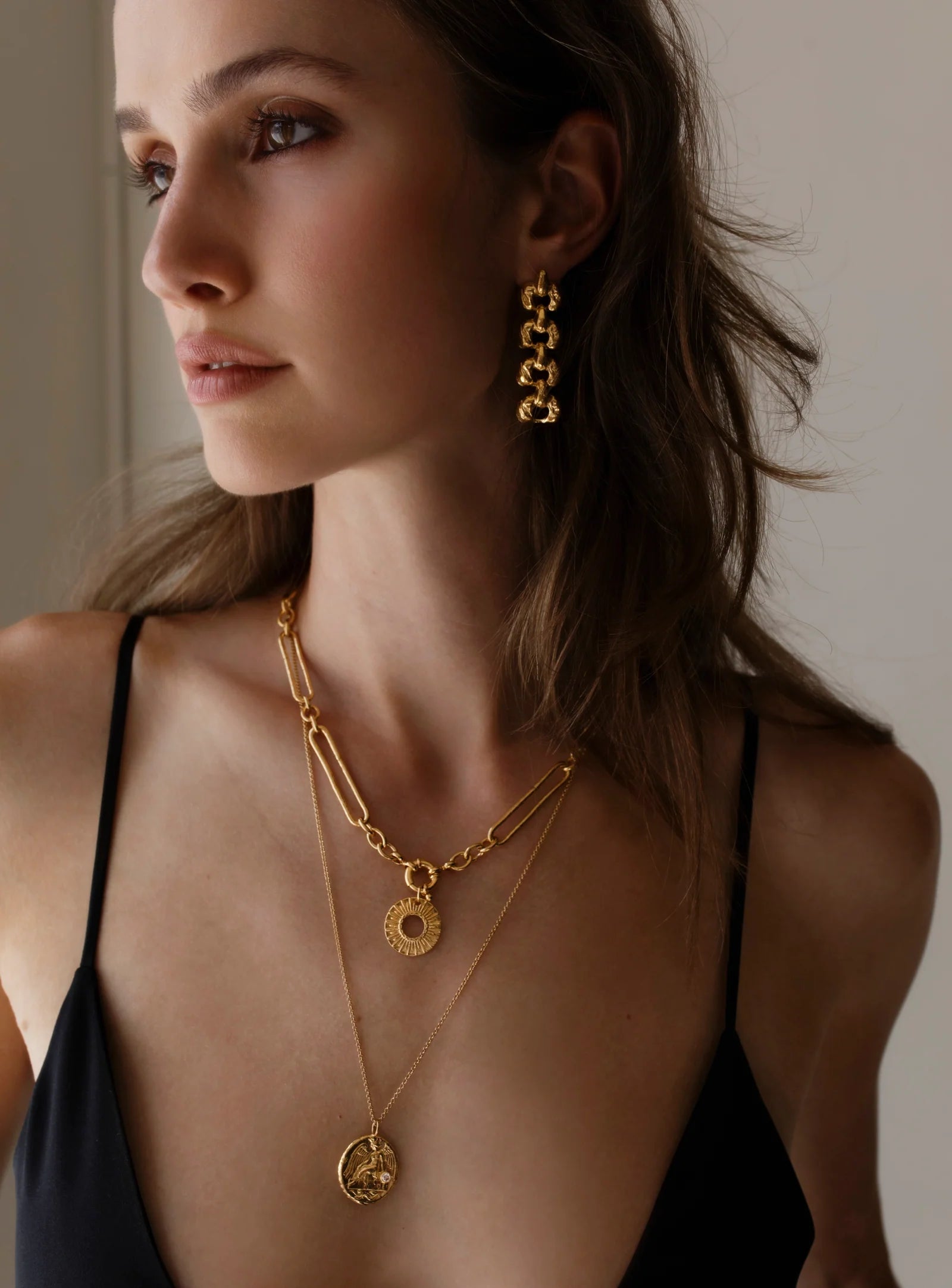 Lab Diamond Winged Victory Necklace - Gold