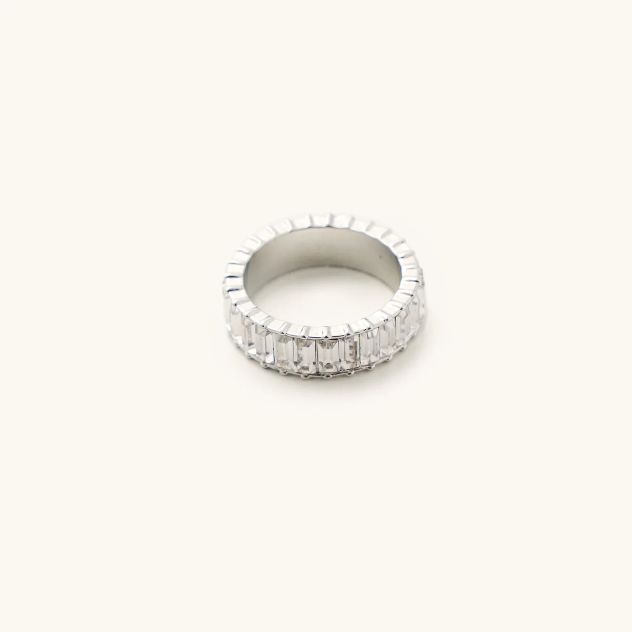 Silver Crystal Shimmer Ring - 7
