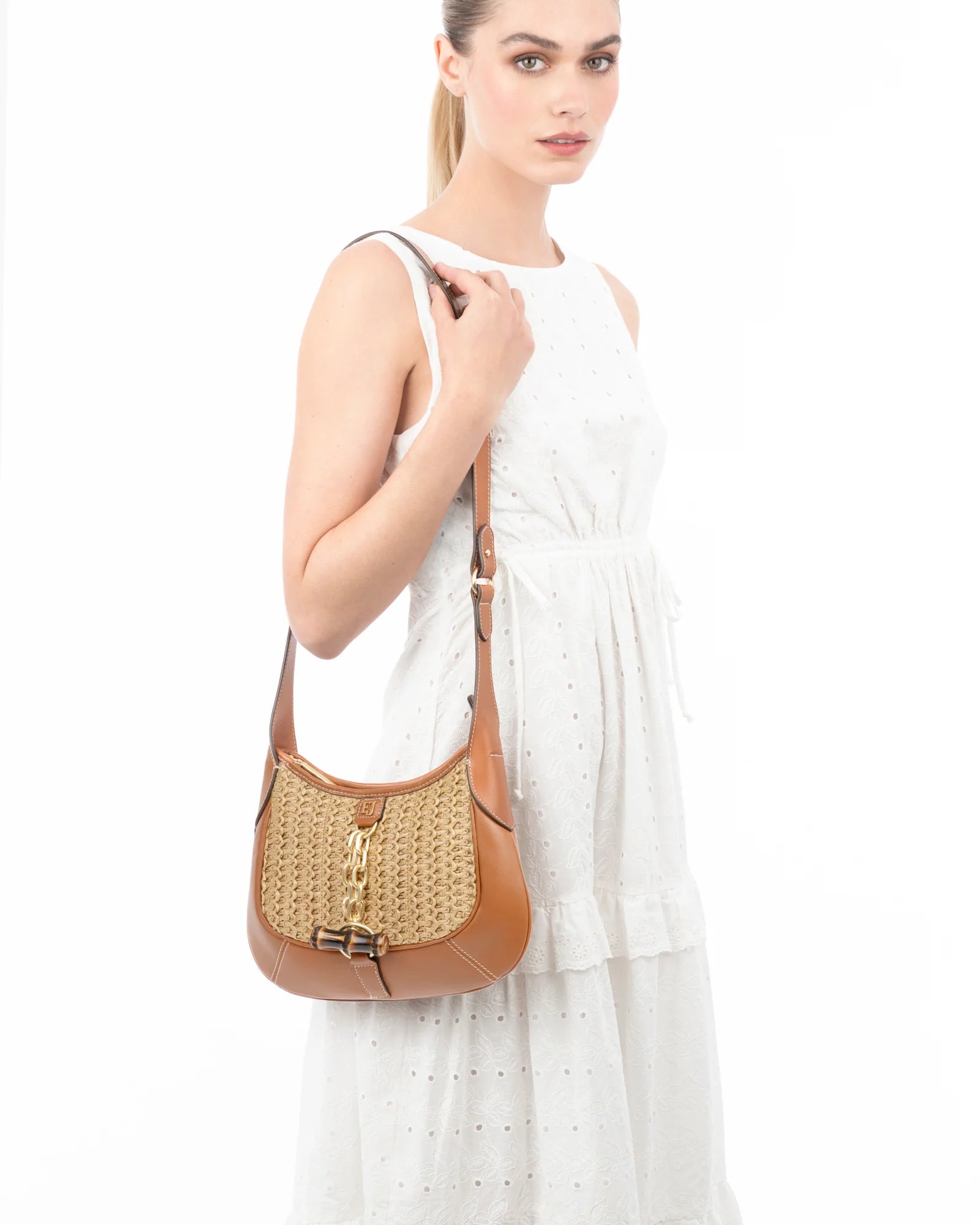 Eric Javits Lil Isle Raffia Crossbody Bag - Natural