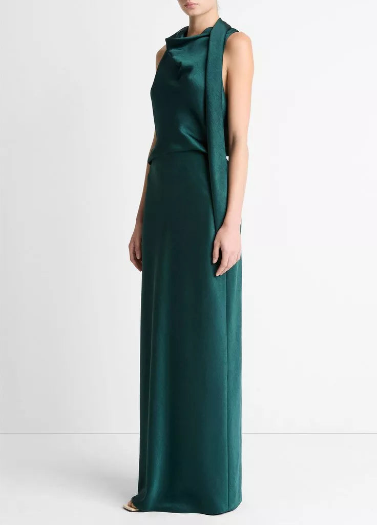 Satin Bias Skirt - Juniper