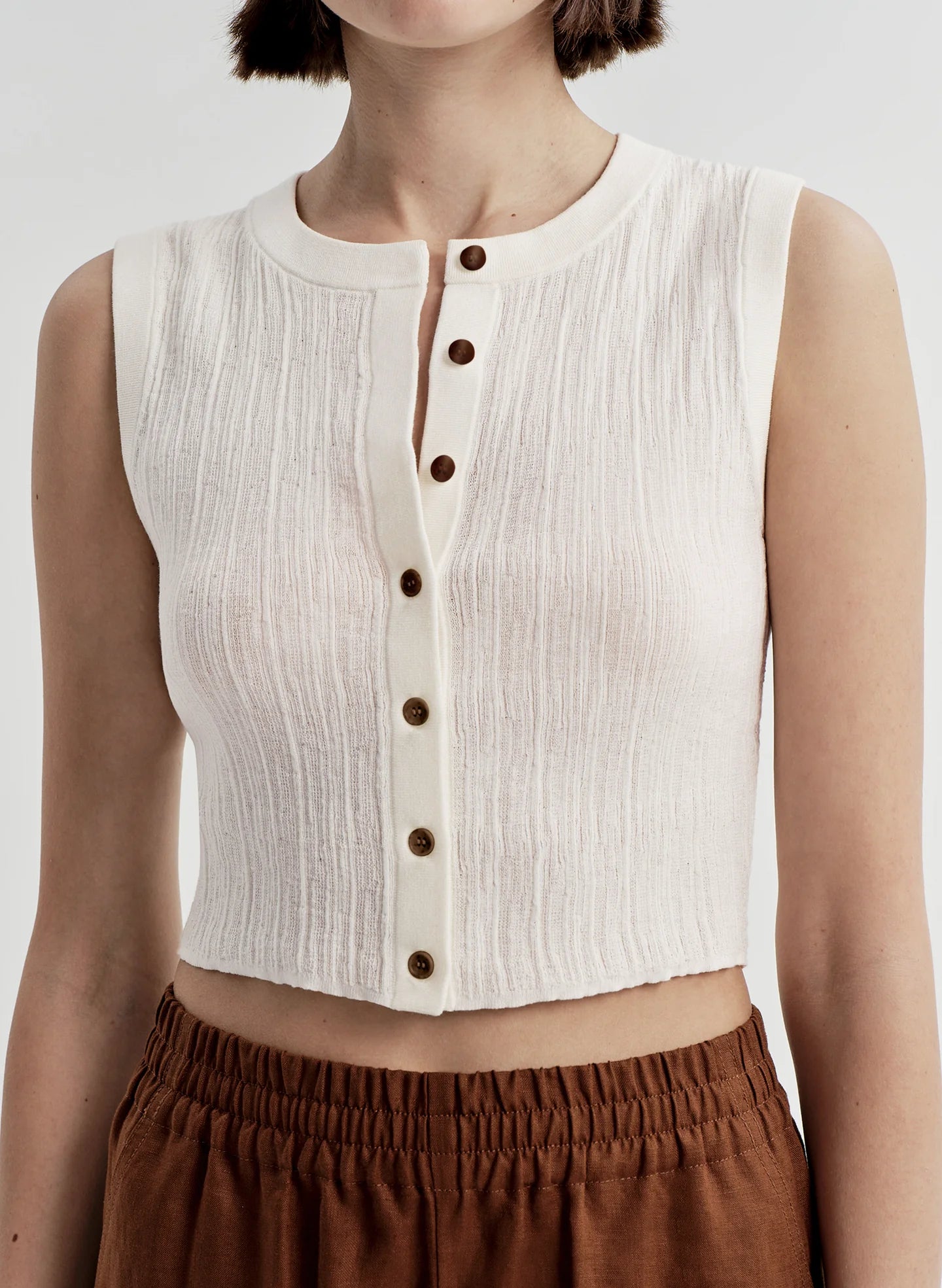 ALS Lottie Fine Cotton Cropped Top - Bright White