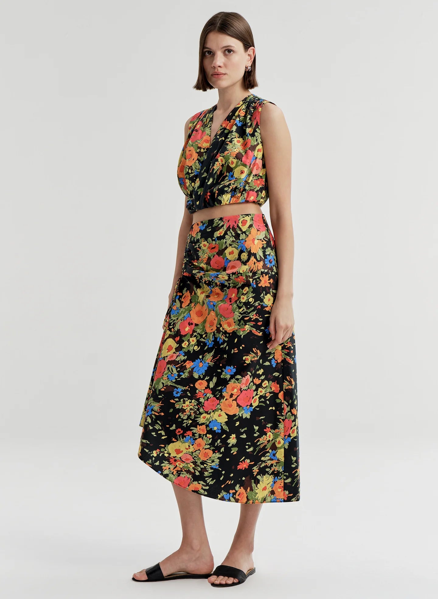 ALC Brooklyn Cropped Floral Top - Black/Persimmon