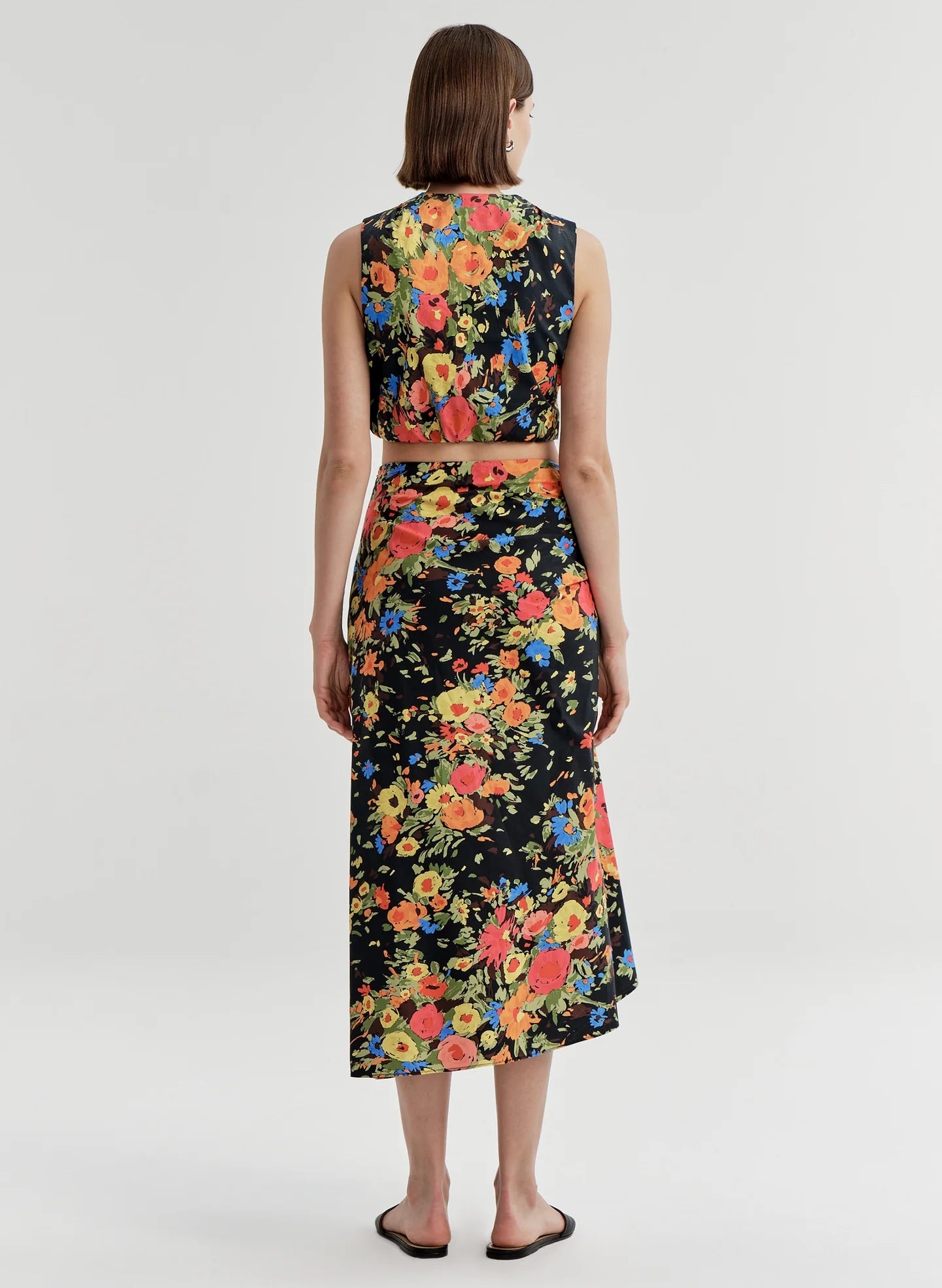 ALC Brooklyn Cropped Floral Top - Black/Persimmon