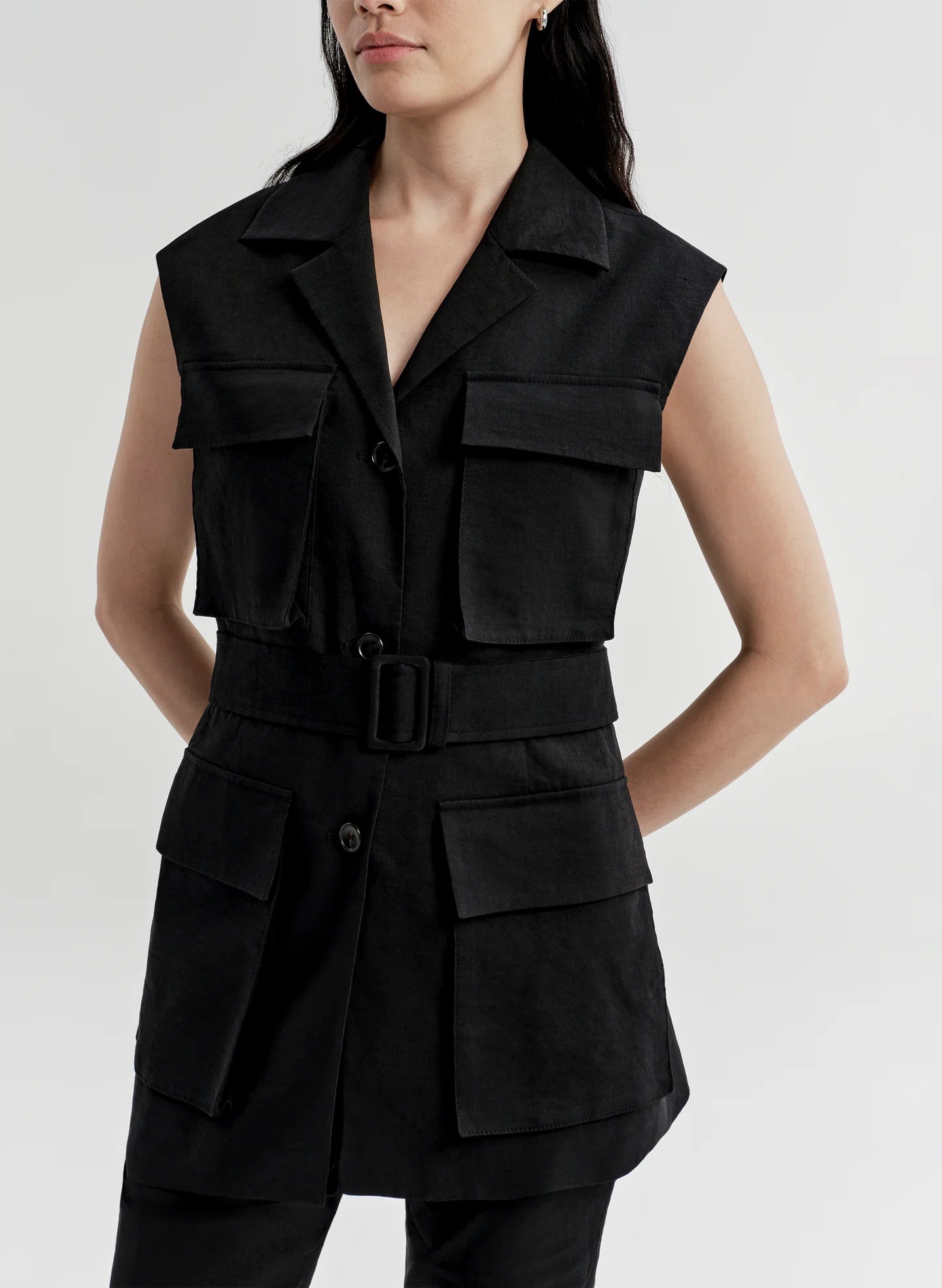 ALC Cameron Linen Vest - Black