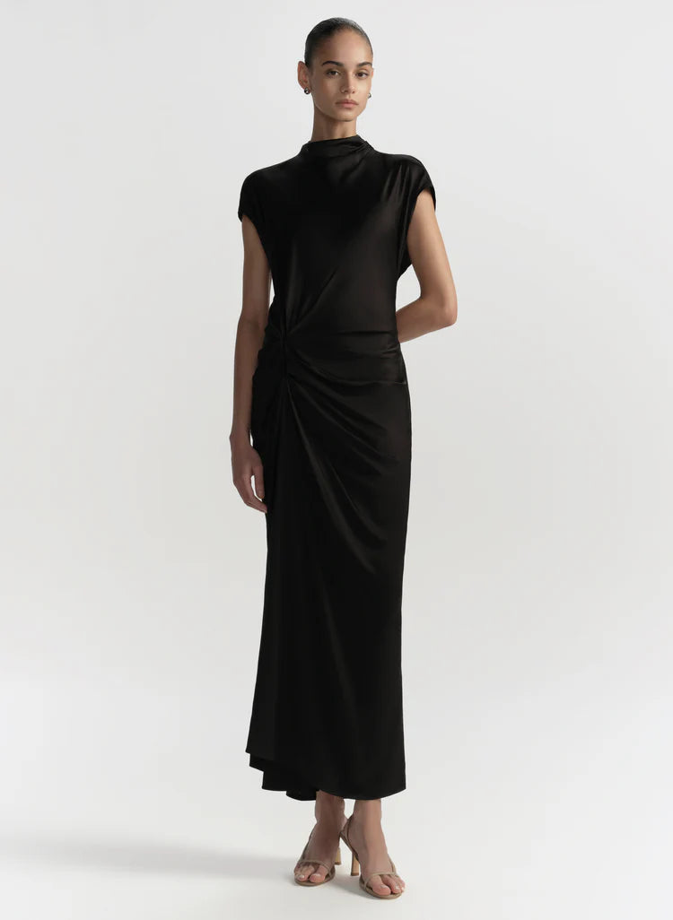 Alma Satin Midi Dress