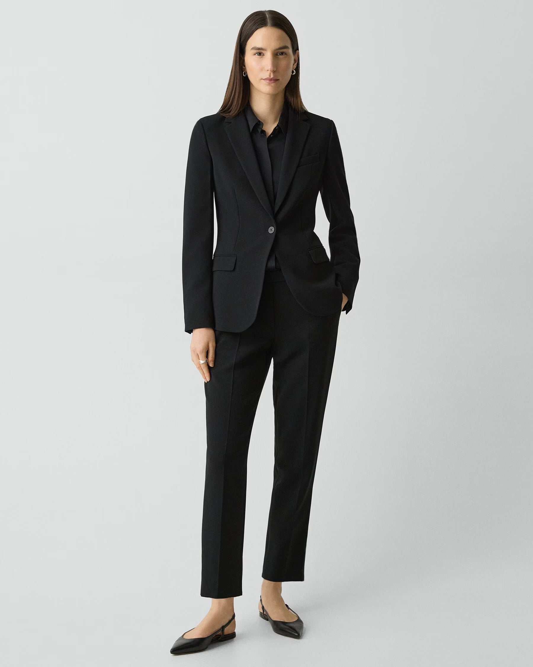 Theory Staple Blazer in Admiral Crepe - Black