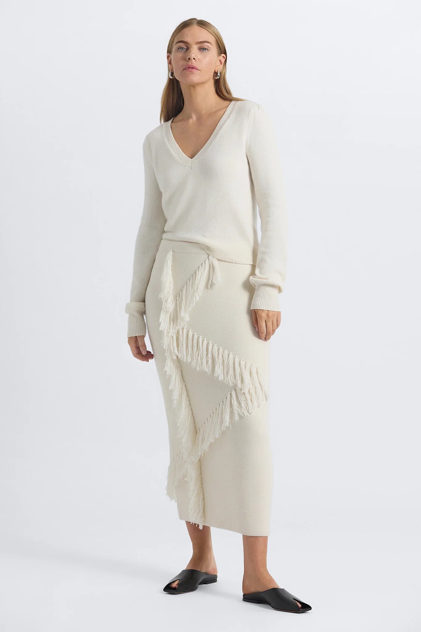 Hestia Fringed Skirt - Snow White
