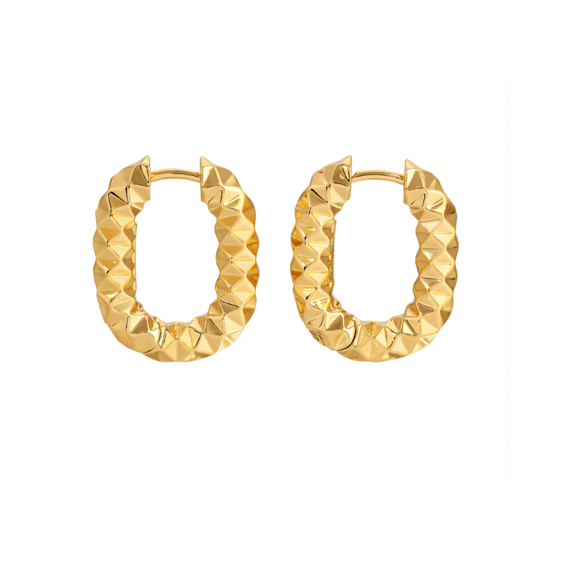 The Pyramid Oval Hoops - Gold