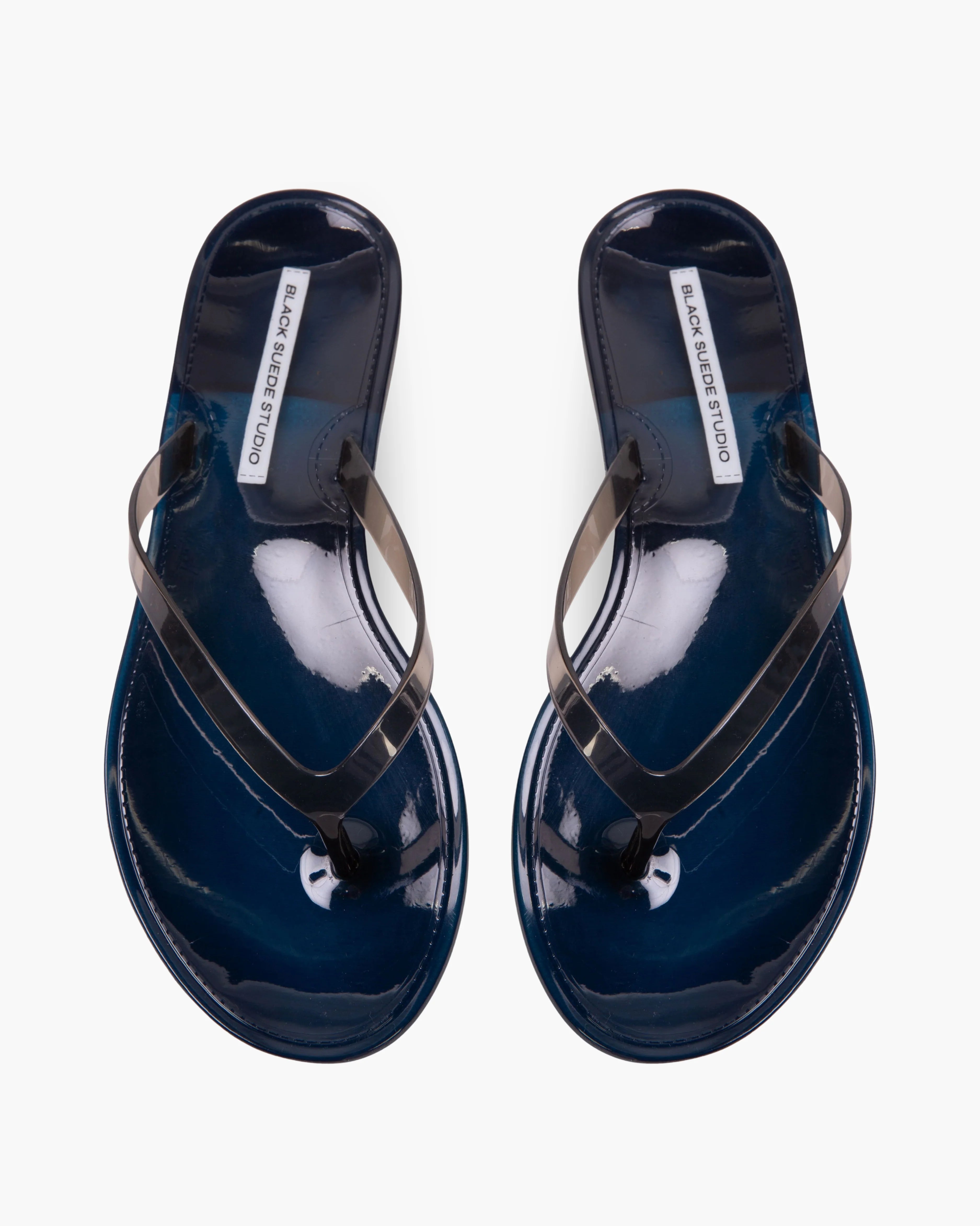 Black Suede Studio Crystal Sandal - Navy