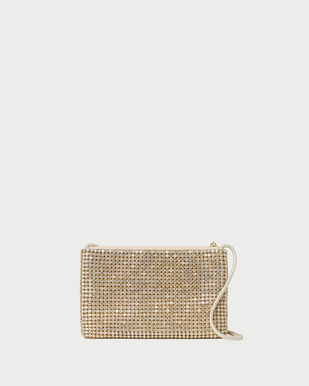 Loeffler Randall Yasmine Gold Diamanté Flat Clutch