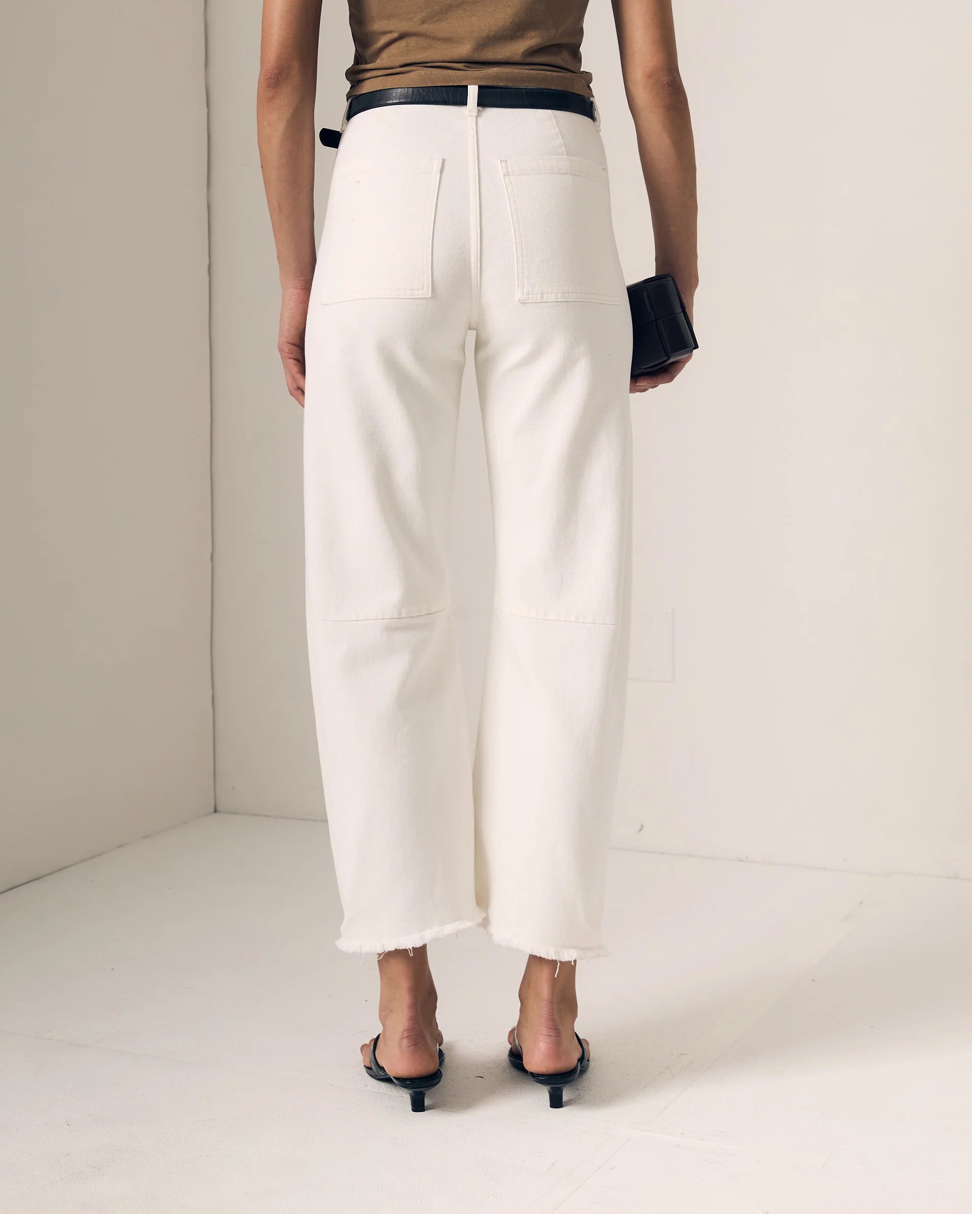 Le Jean Utility Soft Barrel Jeans - White
