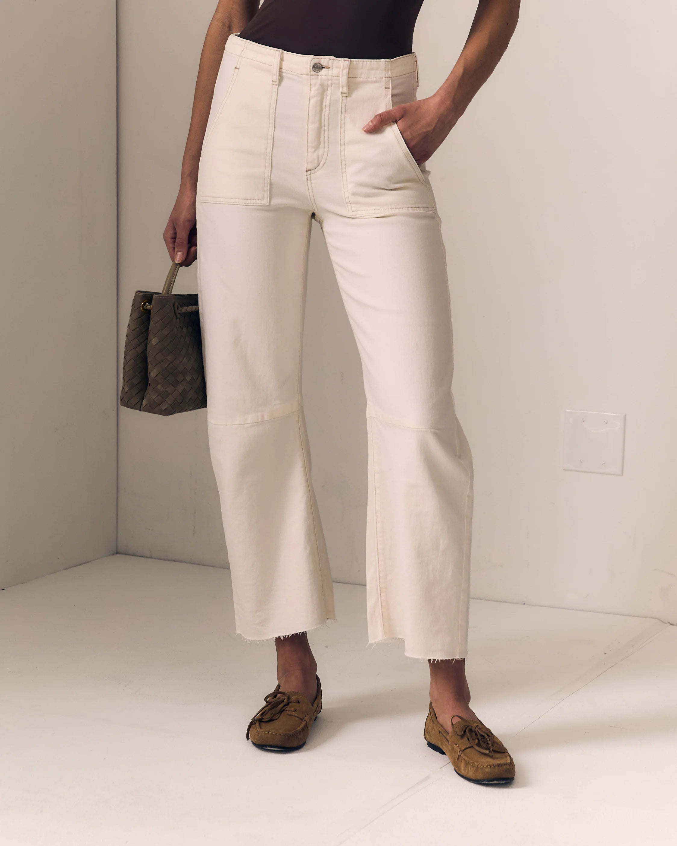 Le Jean Utility Soft Barrel Jeans - Bone