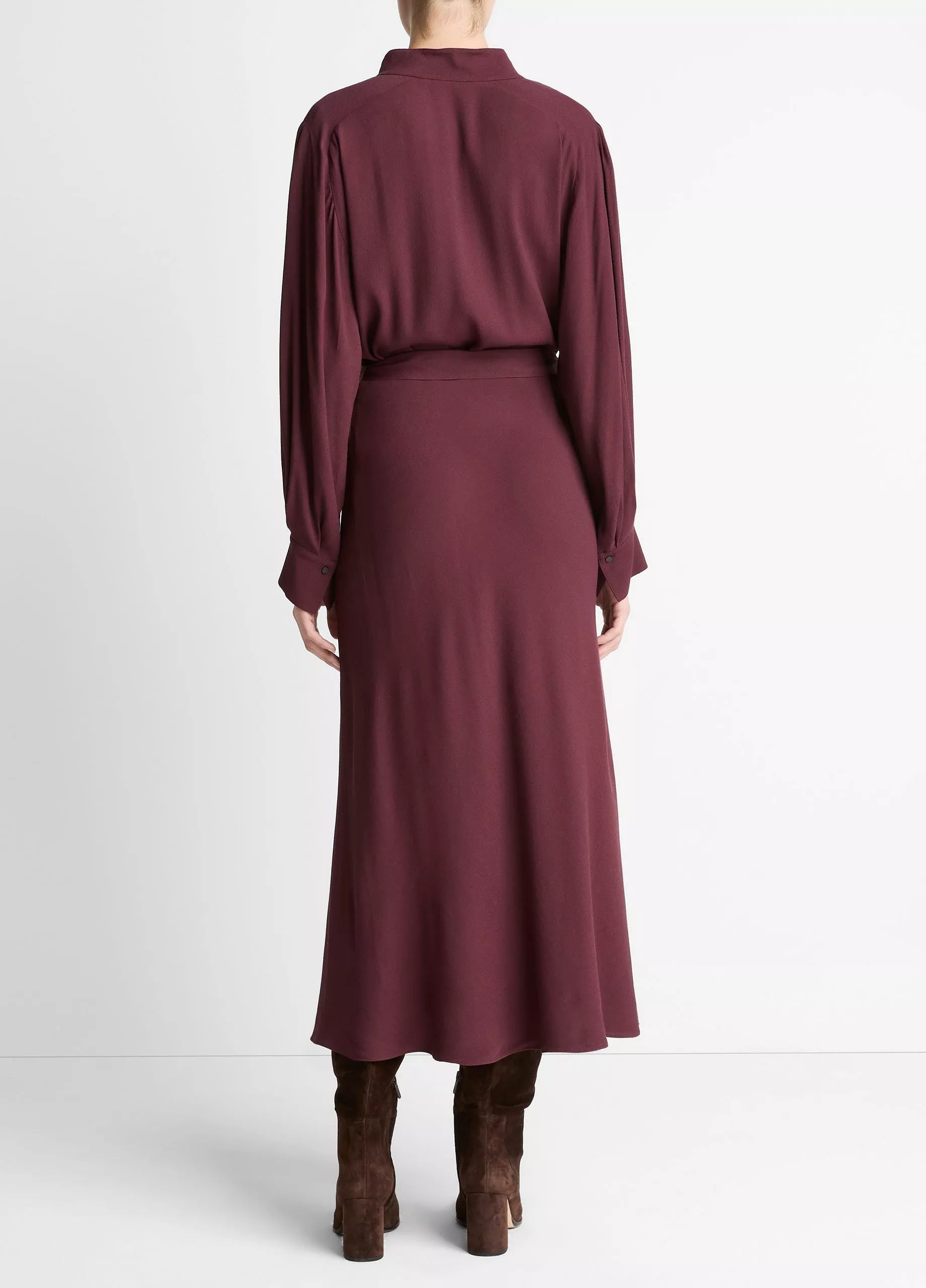 Vince Crepe Collar-Stand Shirt Dress