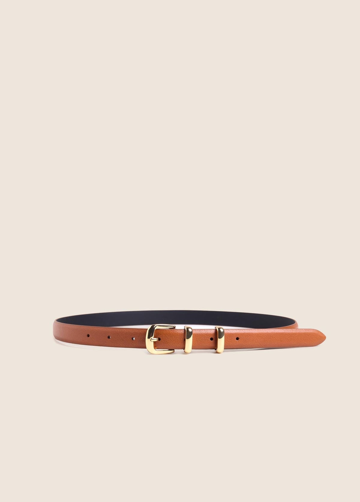 Favorite Daughter The Skinny Jordan Belt - Camel Polished Gold