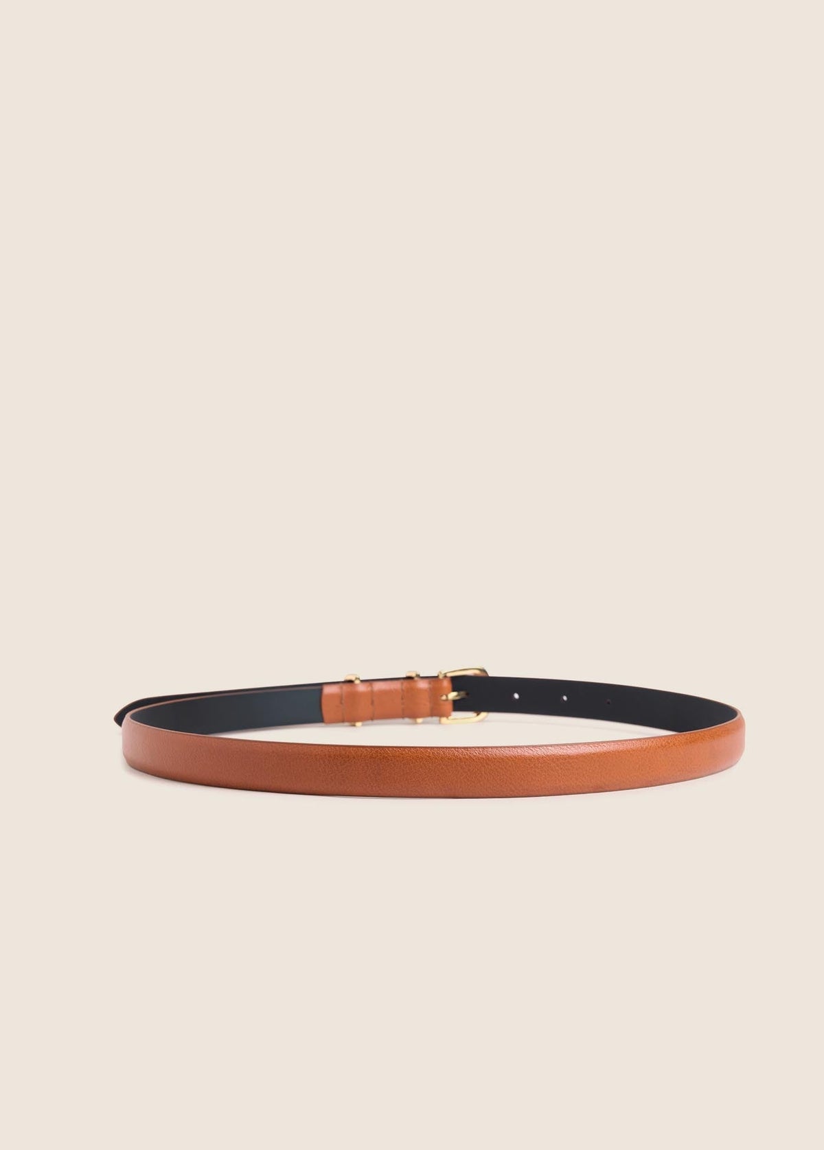 Favorite Daughter The Skinny Jordan Belt - Camel Polished Gold