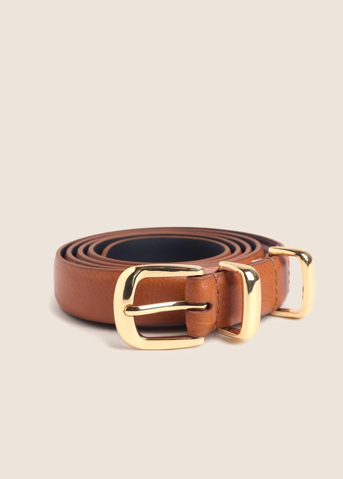 Favorite Daughter The Skinny Jordan Belt - Camel Polished Gold