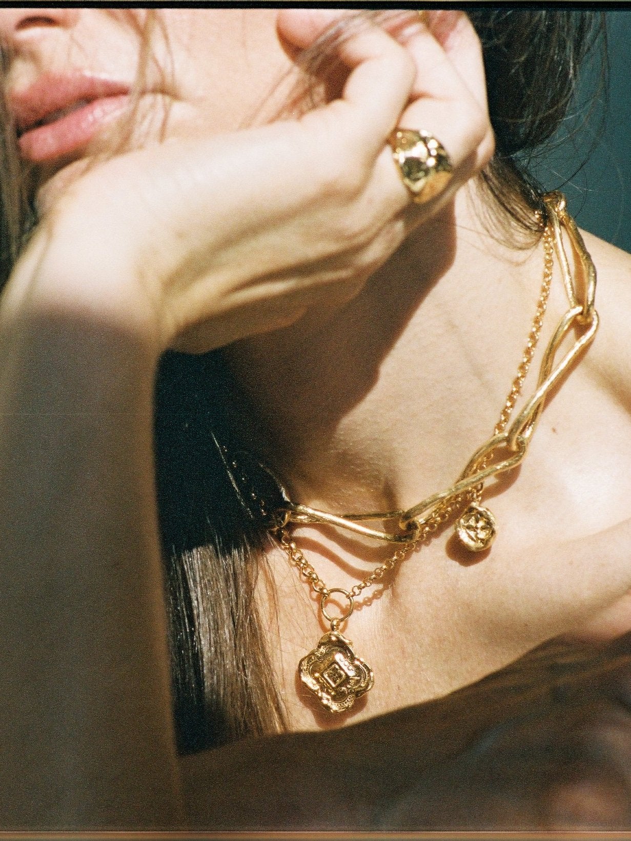 Colliding Compass Necklace - Gold