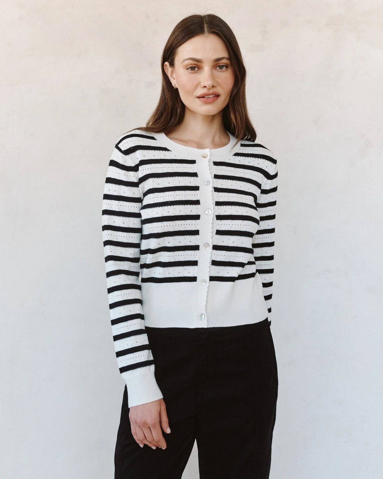 bella dahl Fitted Cardigan - Cherie Stripe