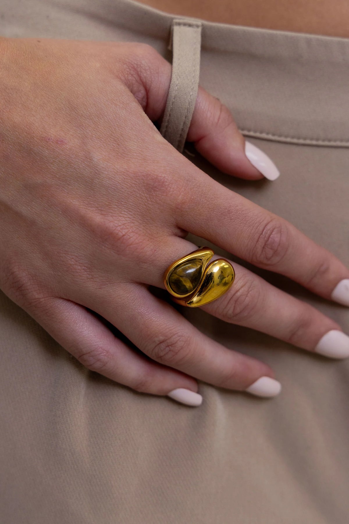 Sahira Cami Tiger Eye Stacked Ring