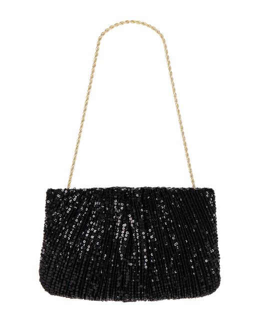 Loeffler Randall Brit Pleated Pouch - Black Sequined – Chel Bella